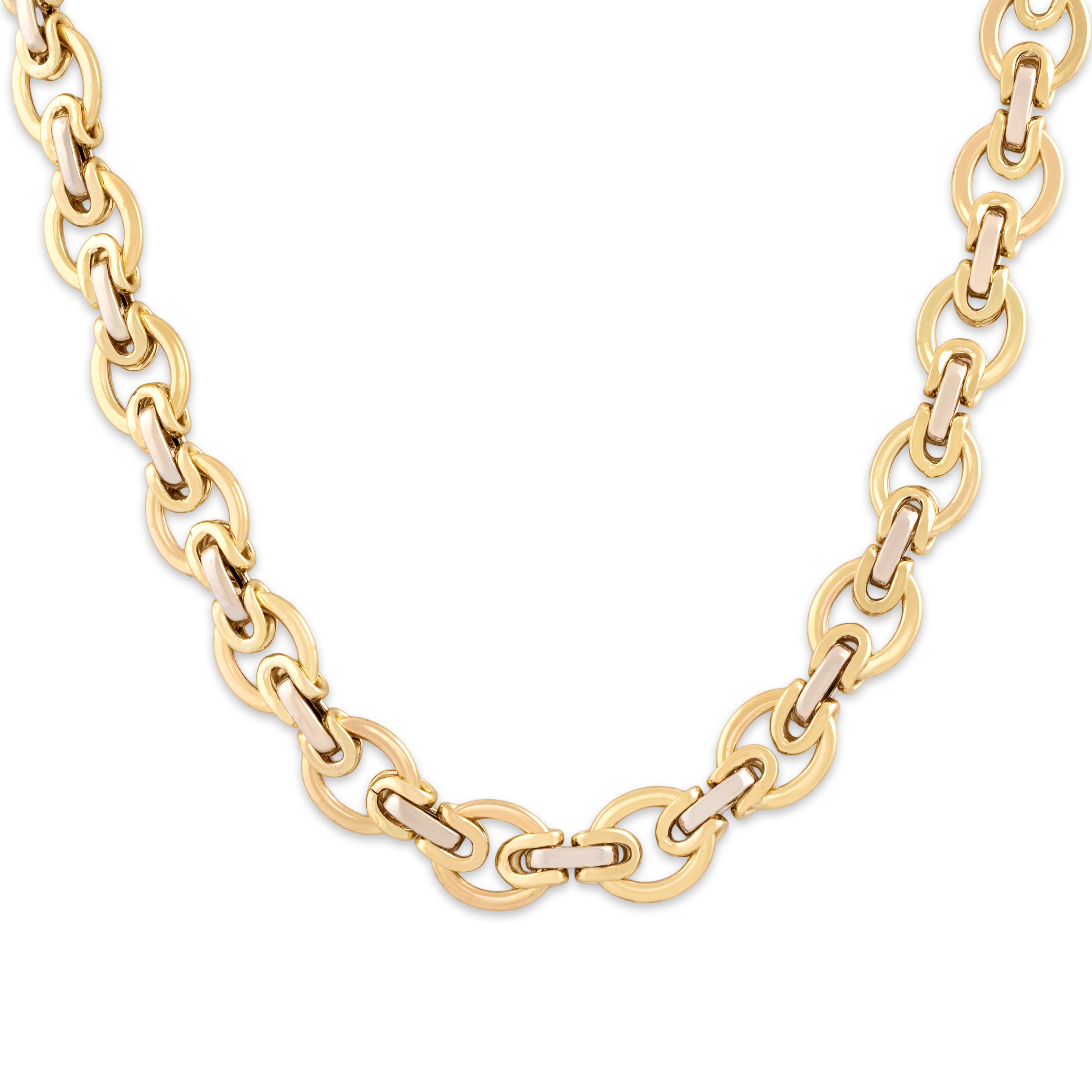 Vintage Italian 14k Yellow & White Gold Bold Link Statement Necklace - detail view #1