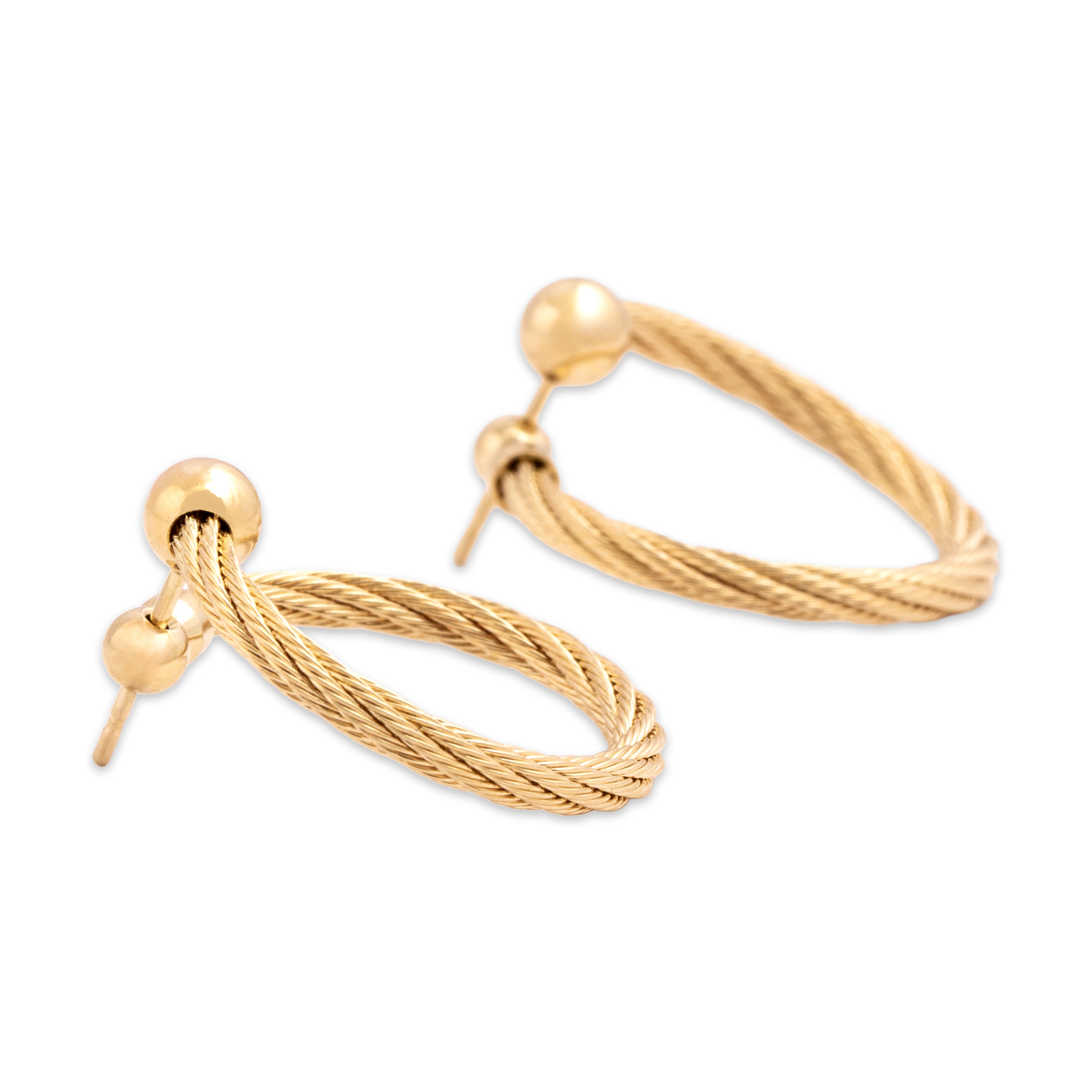 Vintage 14k Yellow Gold Fantastic Wrapping Loop Hoop Earrings - Side view