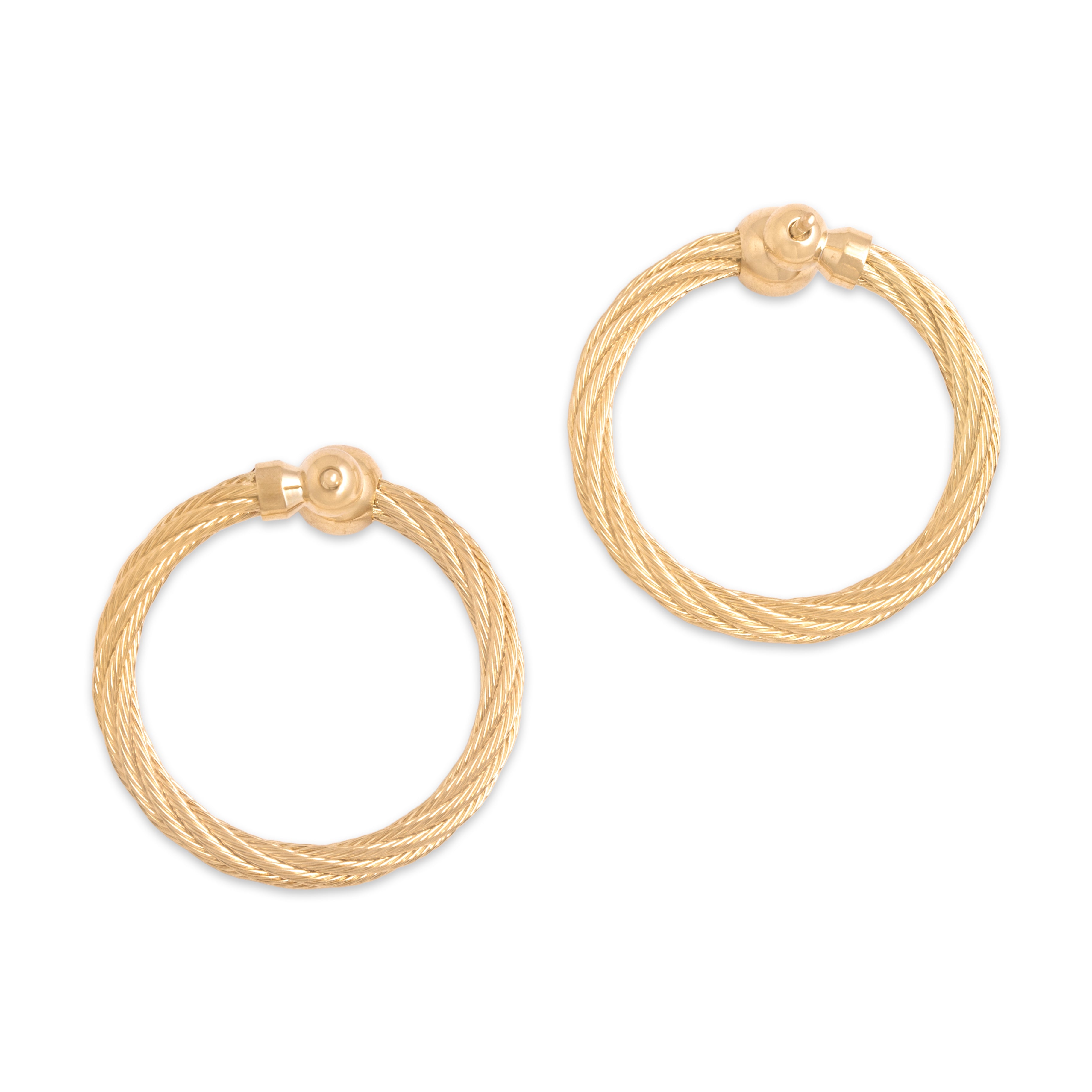 Vintage 14k Yellow Gold Fantastic Wrapping Loop Hoop Earrings - Overall view