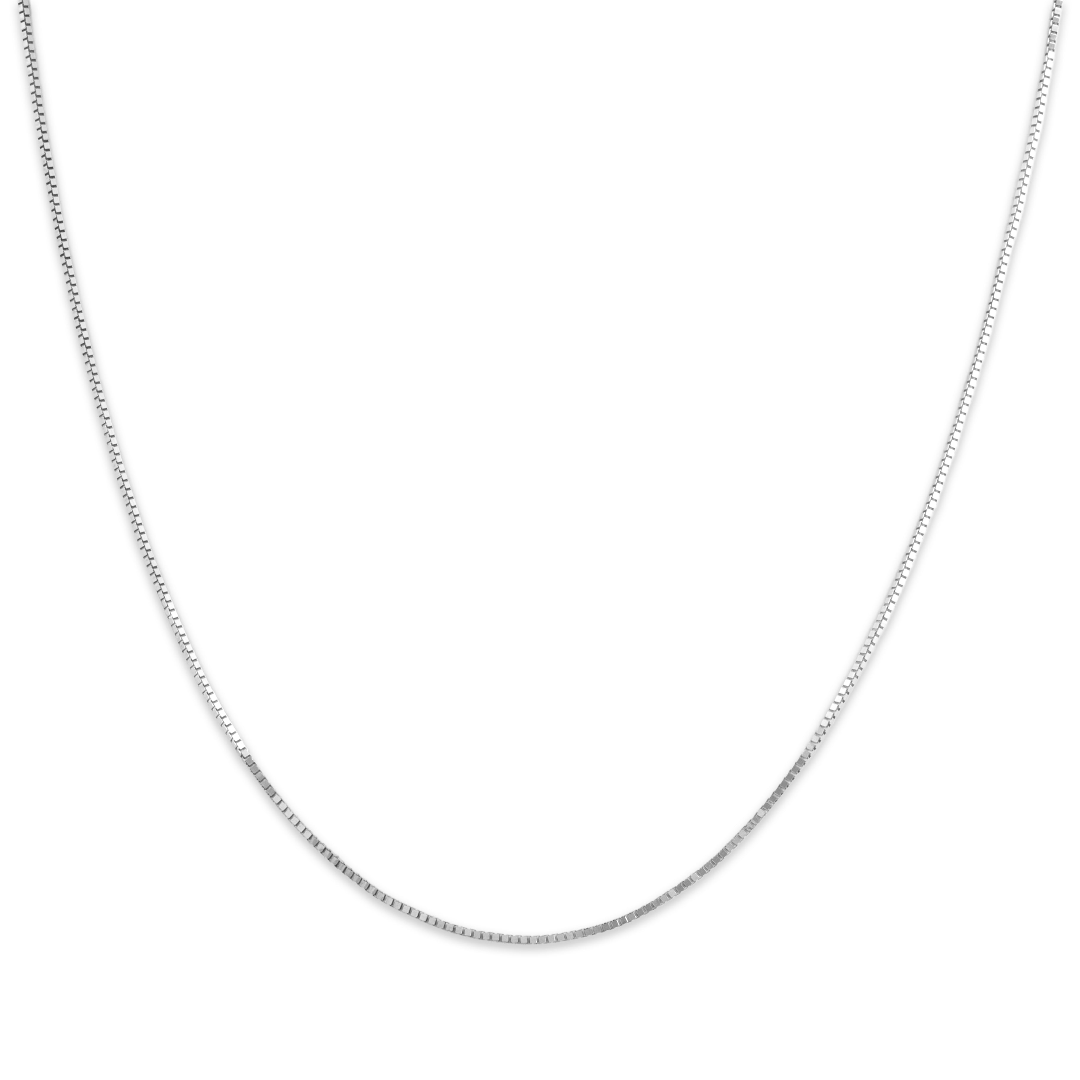 Vintage Italian 14k White Gold 1mm Sparkling Box Chain - Close-up view