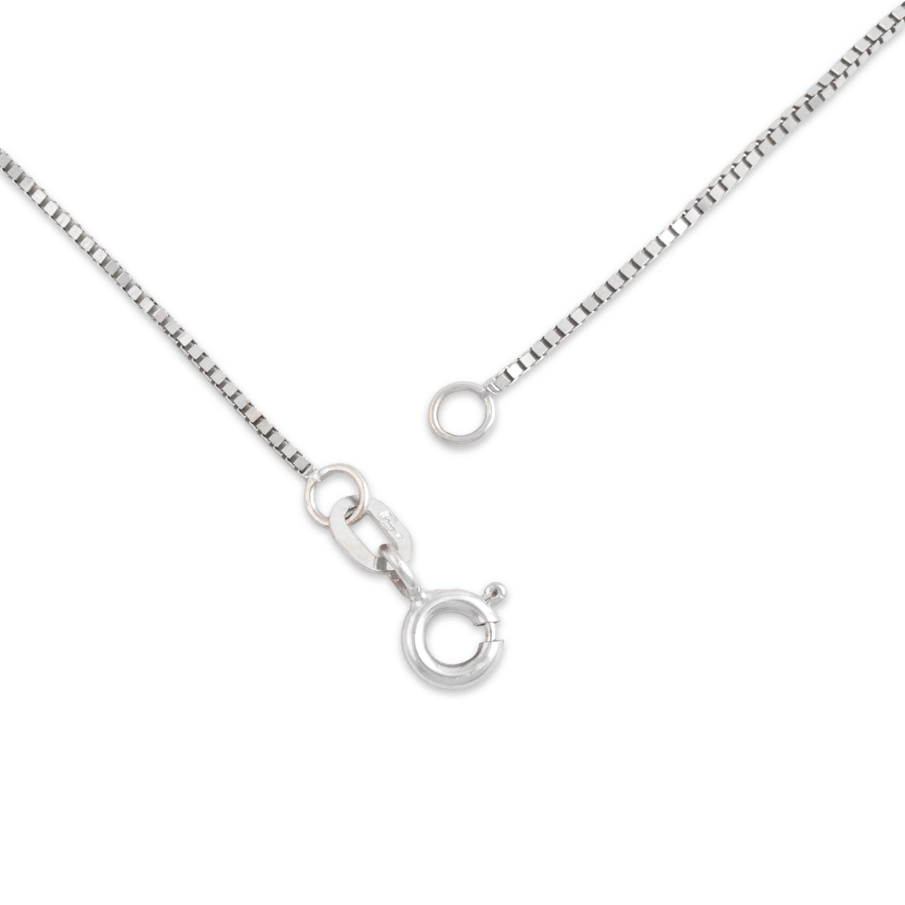 Vintage Italian 14k White Gold 1mm Sparkling Box Chain - clasp view