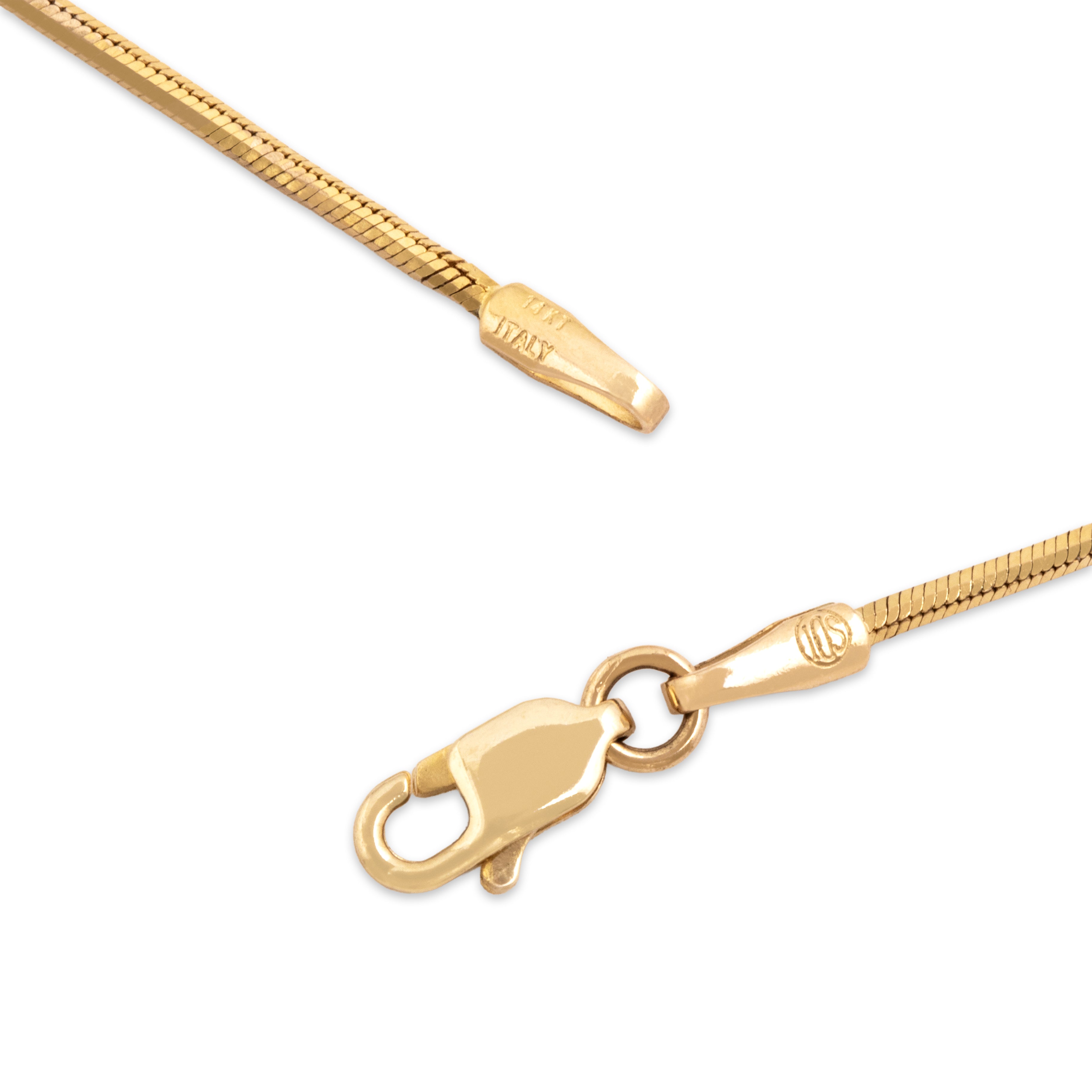 Vintage Italian 14k Yellow Gold 1.1mm Stunning Sleek Snake Chain - clasp view
