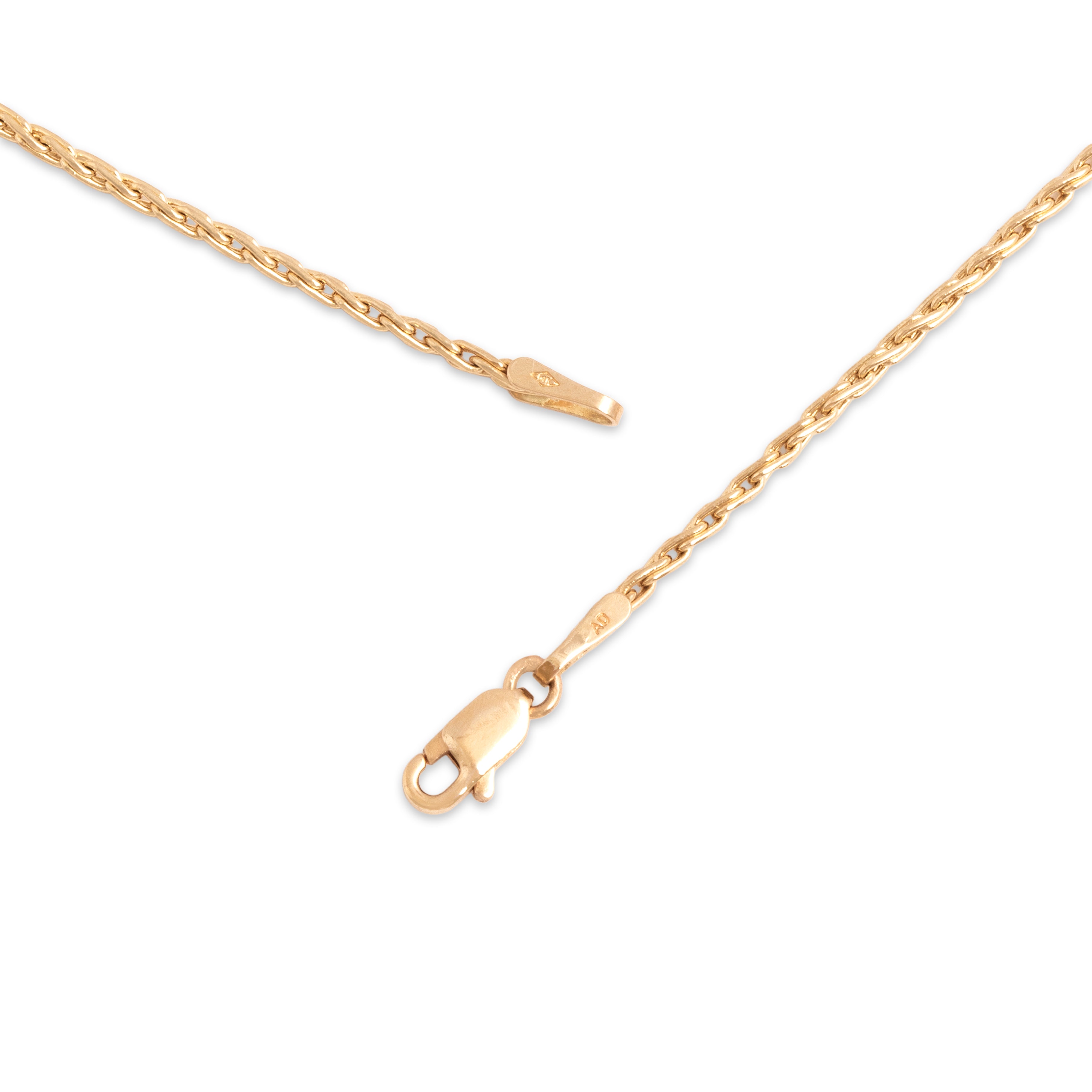 Vintage 14k Yellow Gold 1.2mm Classic Wheat Chain - clasp view
