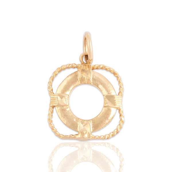 Vintage 10k Yellow Gold Nautical Lifebuoy Charm / Pendant