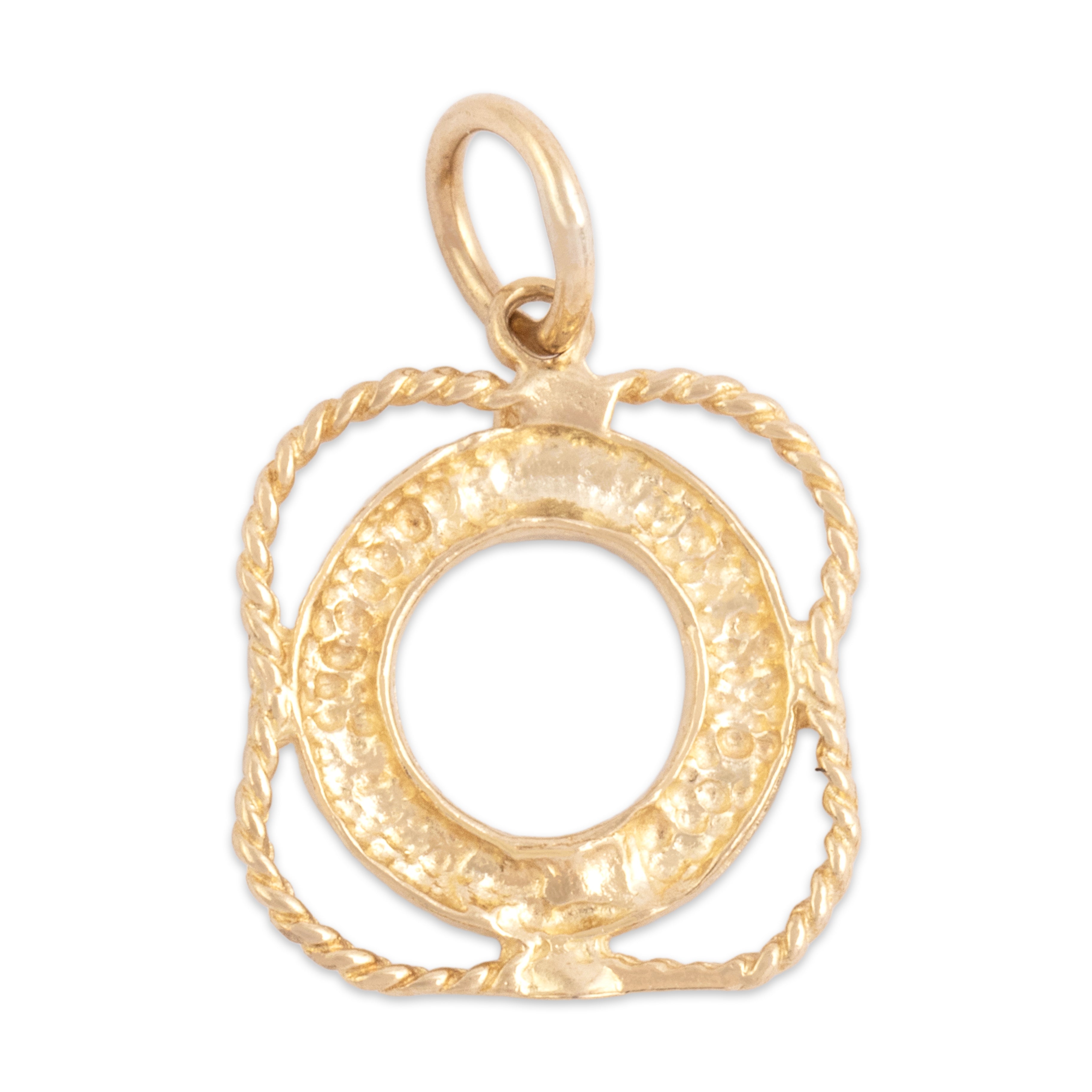 Vintage 10k Yellow Gold Nautical Lifebuoy Charm / Pendant - Back view