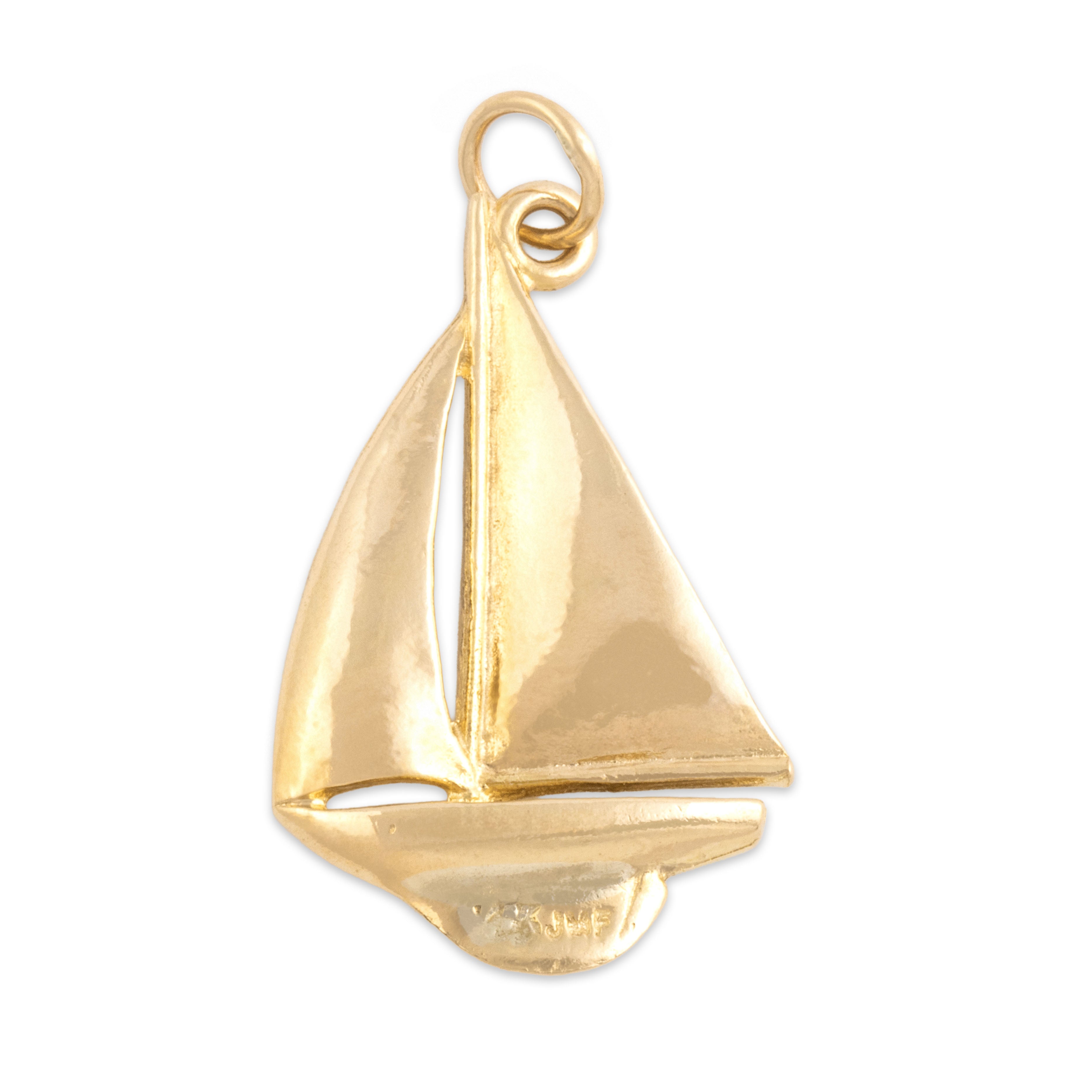 Vintage 14k Yellow Gold Gleaming Classic Sailboat Charm / Pendant