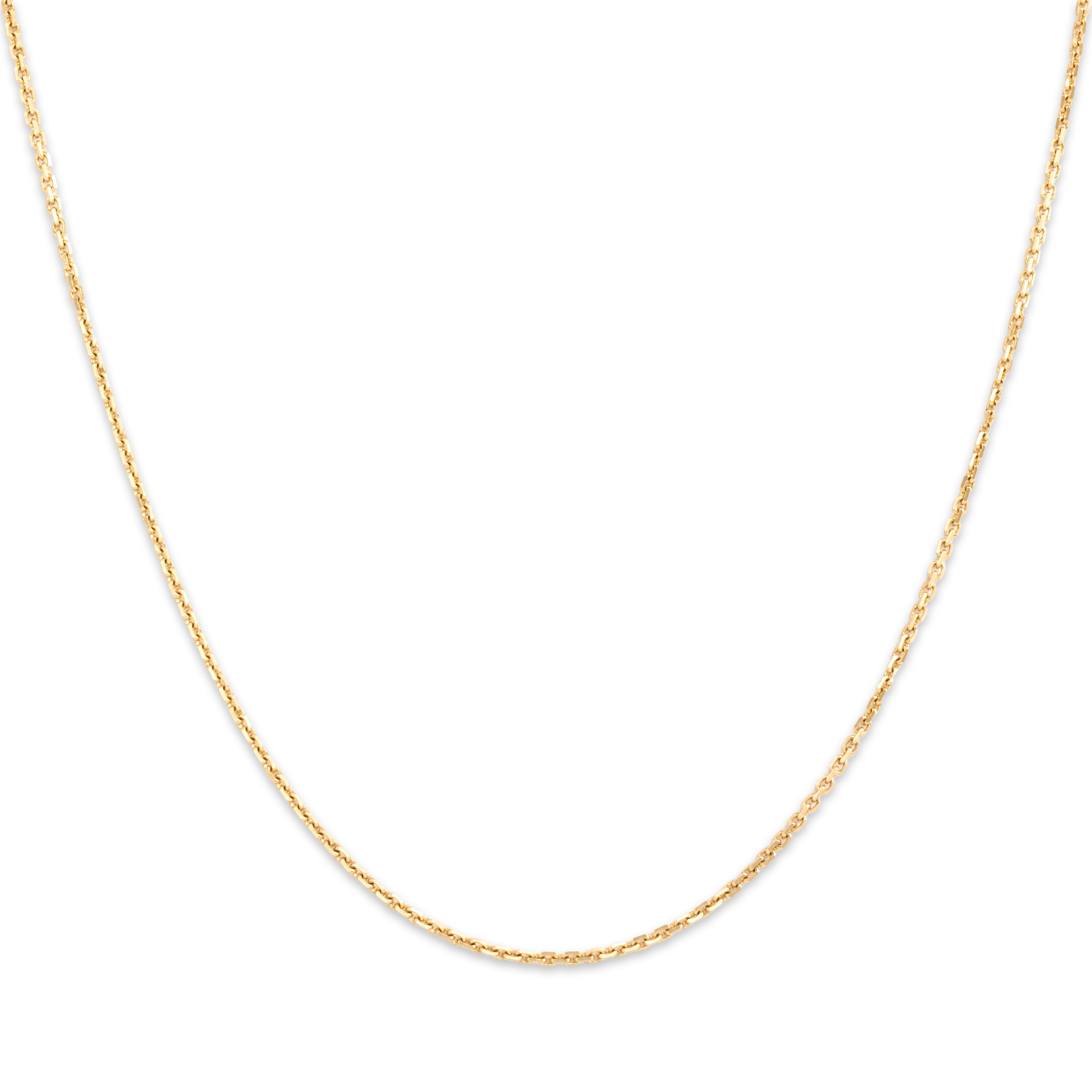 Vintage Italian 14k Yellow Gold 1.2mm Glittering Cable Chain - Close-up view