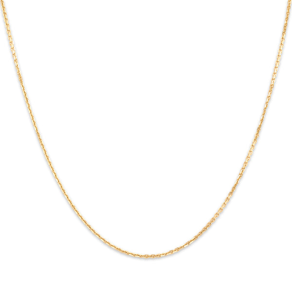Vintage Italian 14k Yellow Gold 1.2mm Glittering Cable Chain - Close-up view