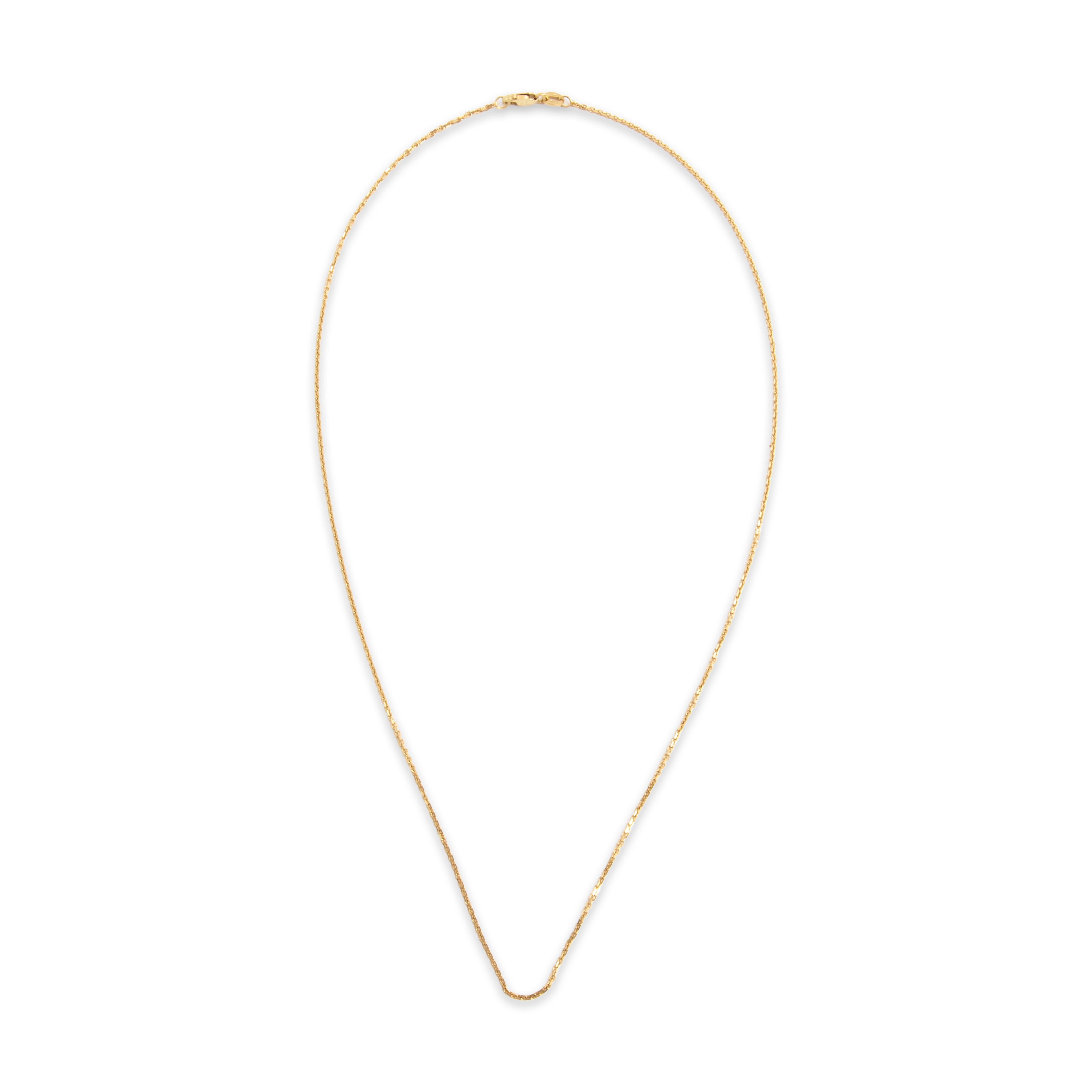 Vintage Italian 14k Yellow Gold 1.2mm Glittering Cable Chain - Overall view