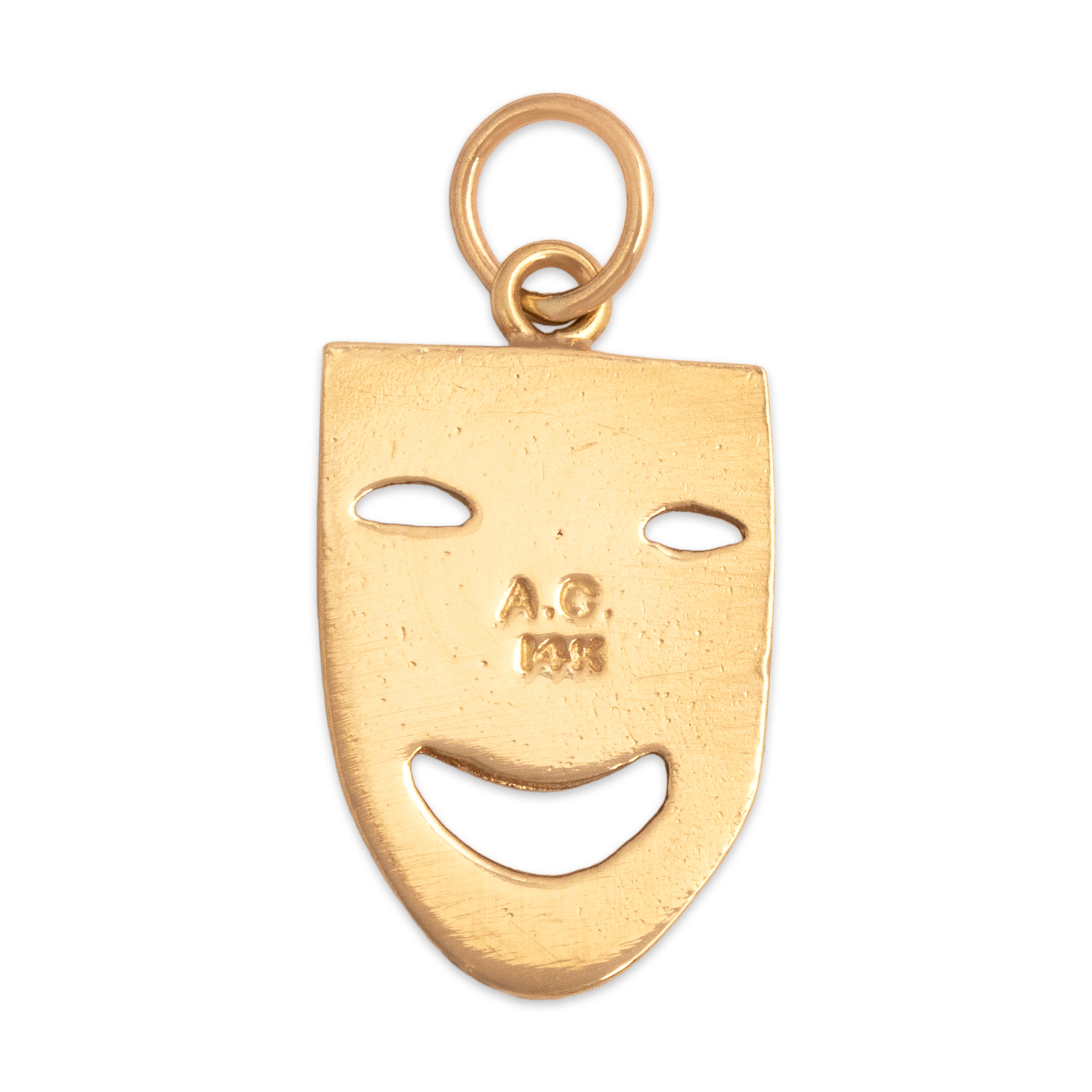 Vintage 14k Yellow Gold Comedy Drama Mask Charm / Pendant - Back view
