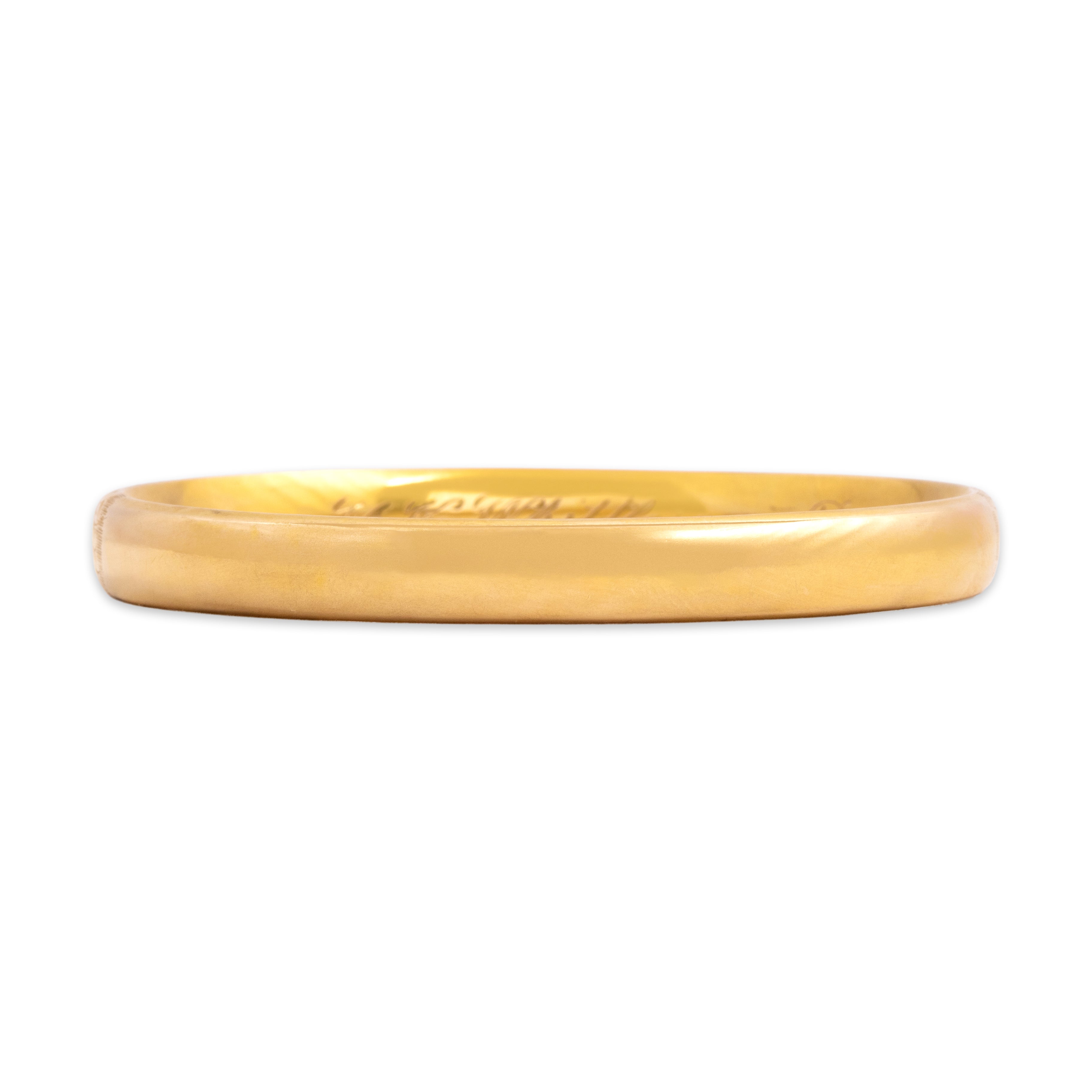 Antique 14k Yellow Gold Superb Floral Hand-Engraved Bangle Bracelet - Back view