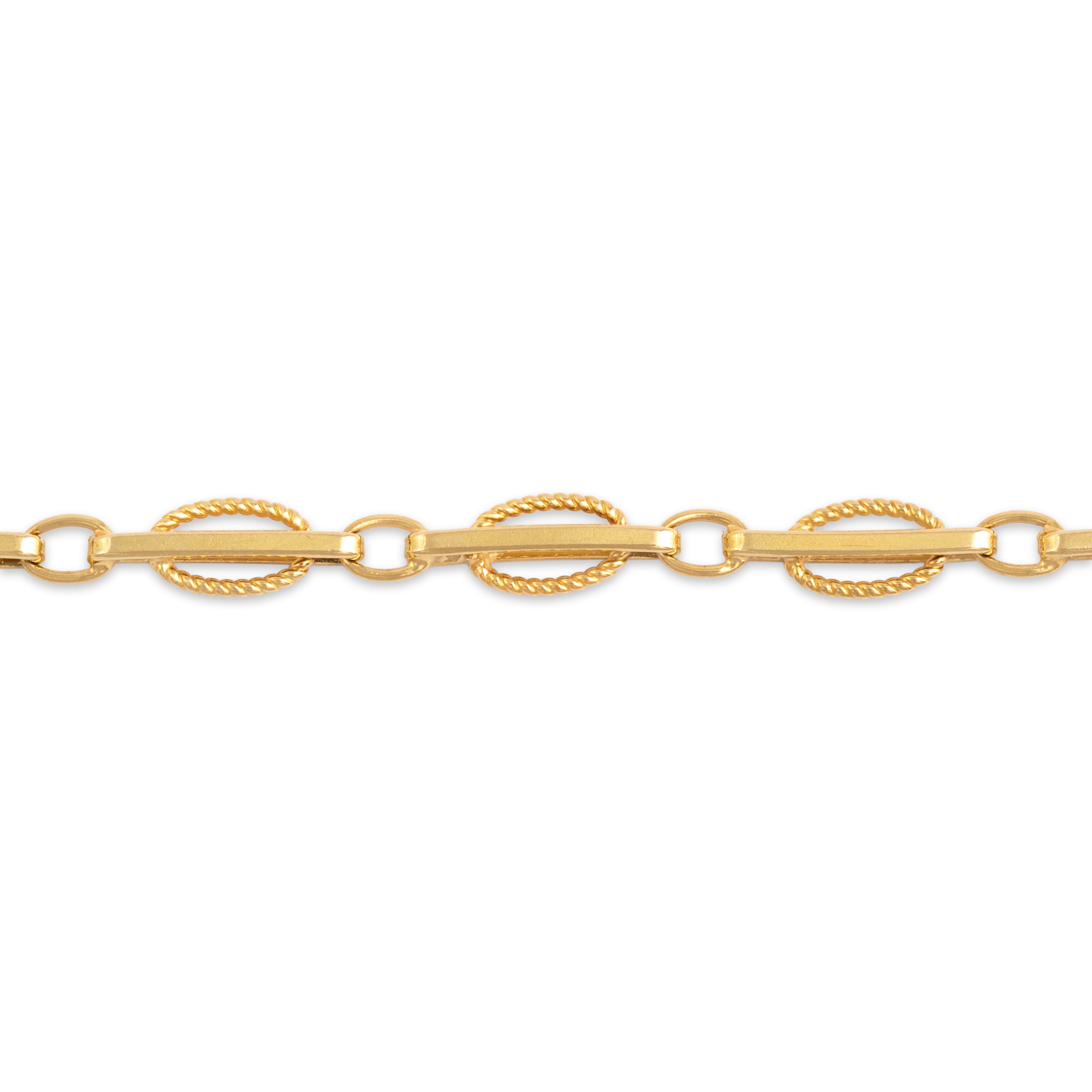 Vintage Italian 18k Yellow Gold Gleaming Cabled Bar Link Bracelet - detail view #1