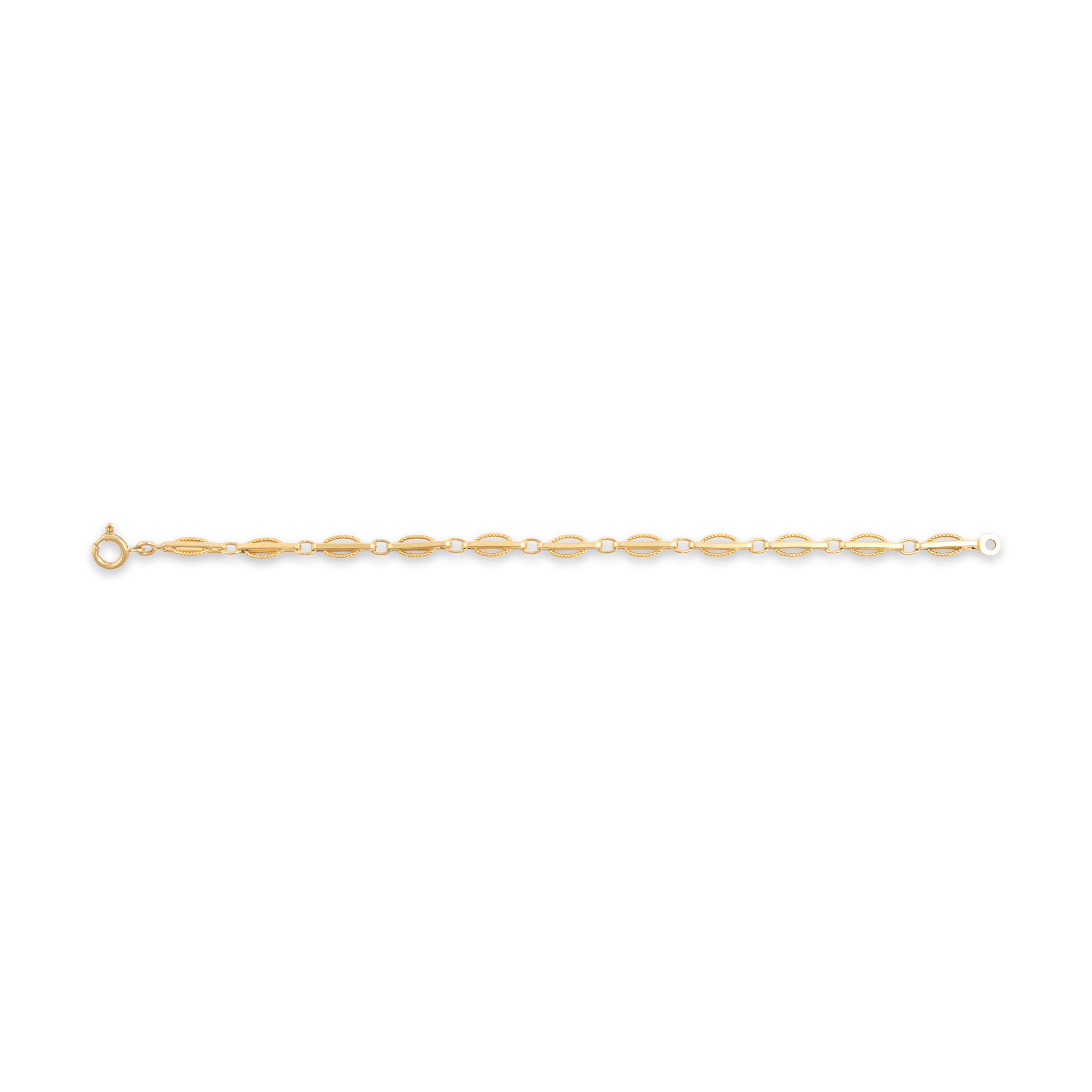 Vintage Italian 18k Yellow Gold Gleaming Cabled Bar Link Bracelet - Overall view