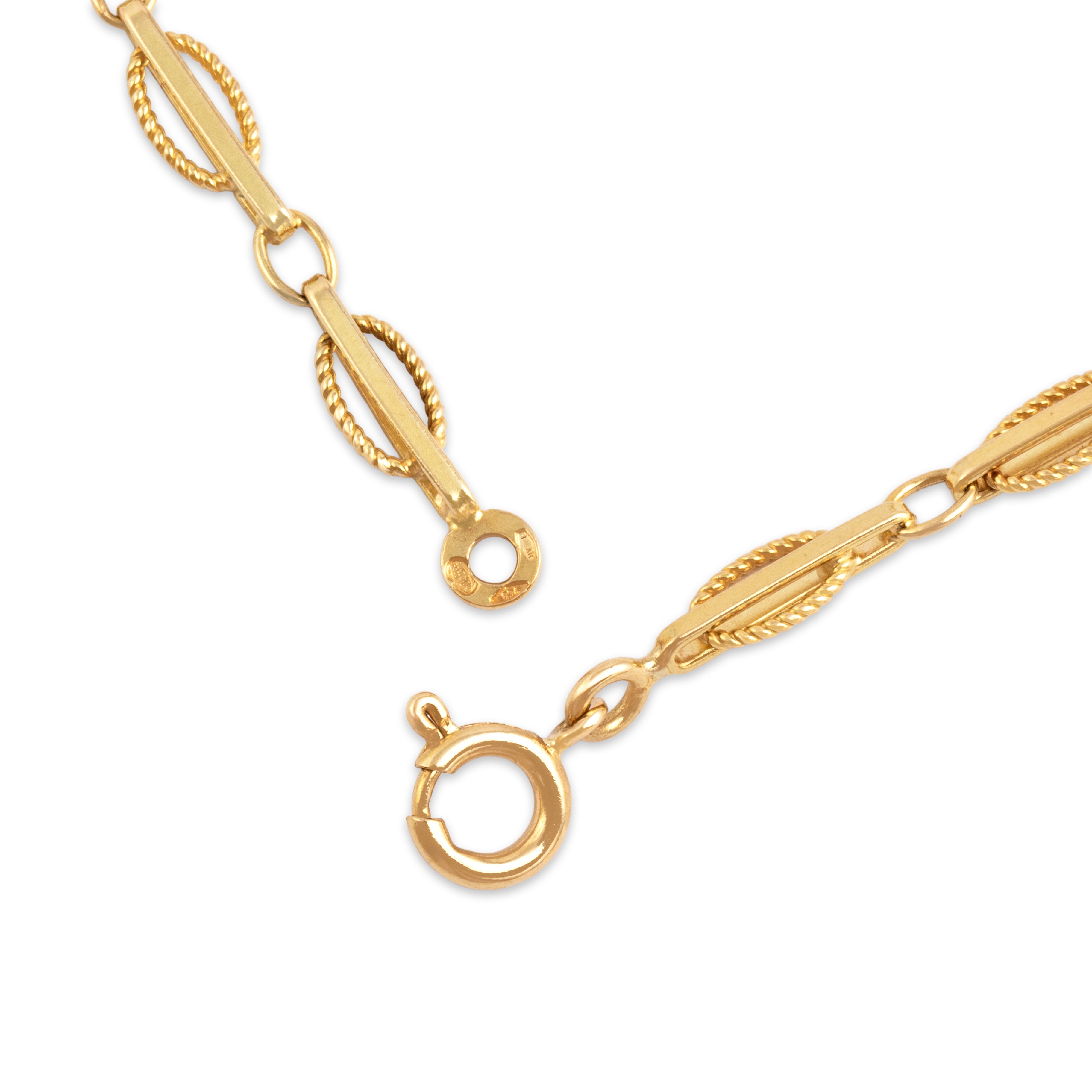 Vintage Italian 18k Yellow Gold Gleaming Cabled Bar Link Bracelet - clasp view