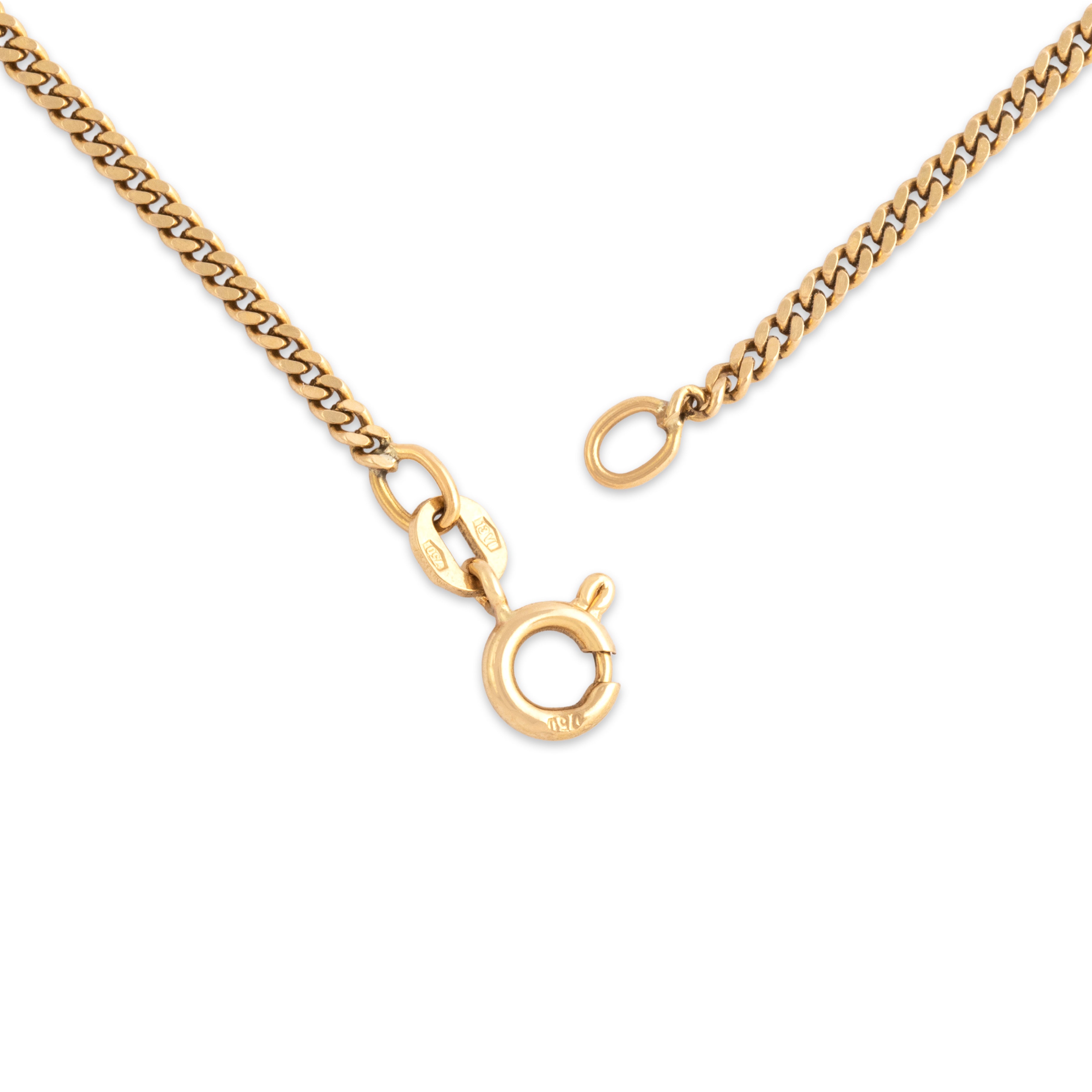 Vintage Italian 18k Yellow Gold 1.8mm Fabulous Curb Chain - clasp view