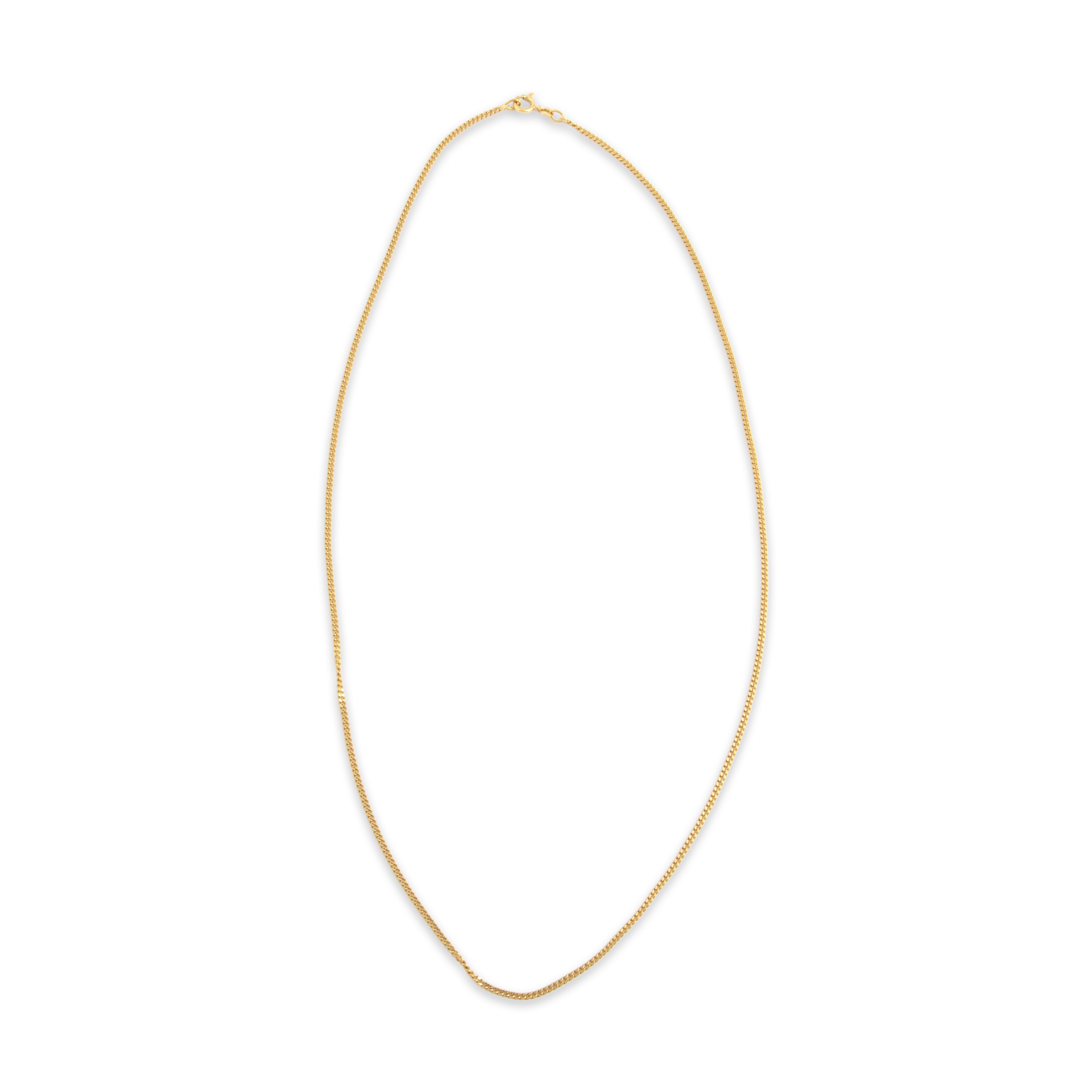Vintage Italian 18k Yellow Gold 2.1mm Classic Curb Chain - Overall view
