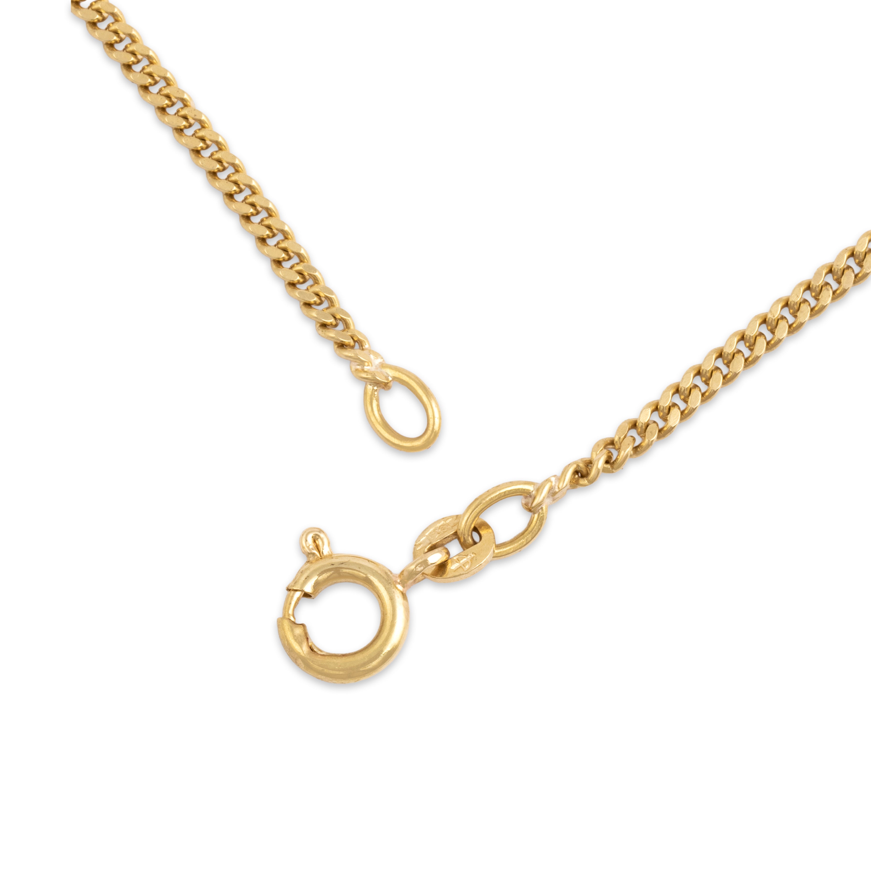 Vintage Italian 18k Yellow Gold 2.1mm Classic Curb Chain - clasp view