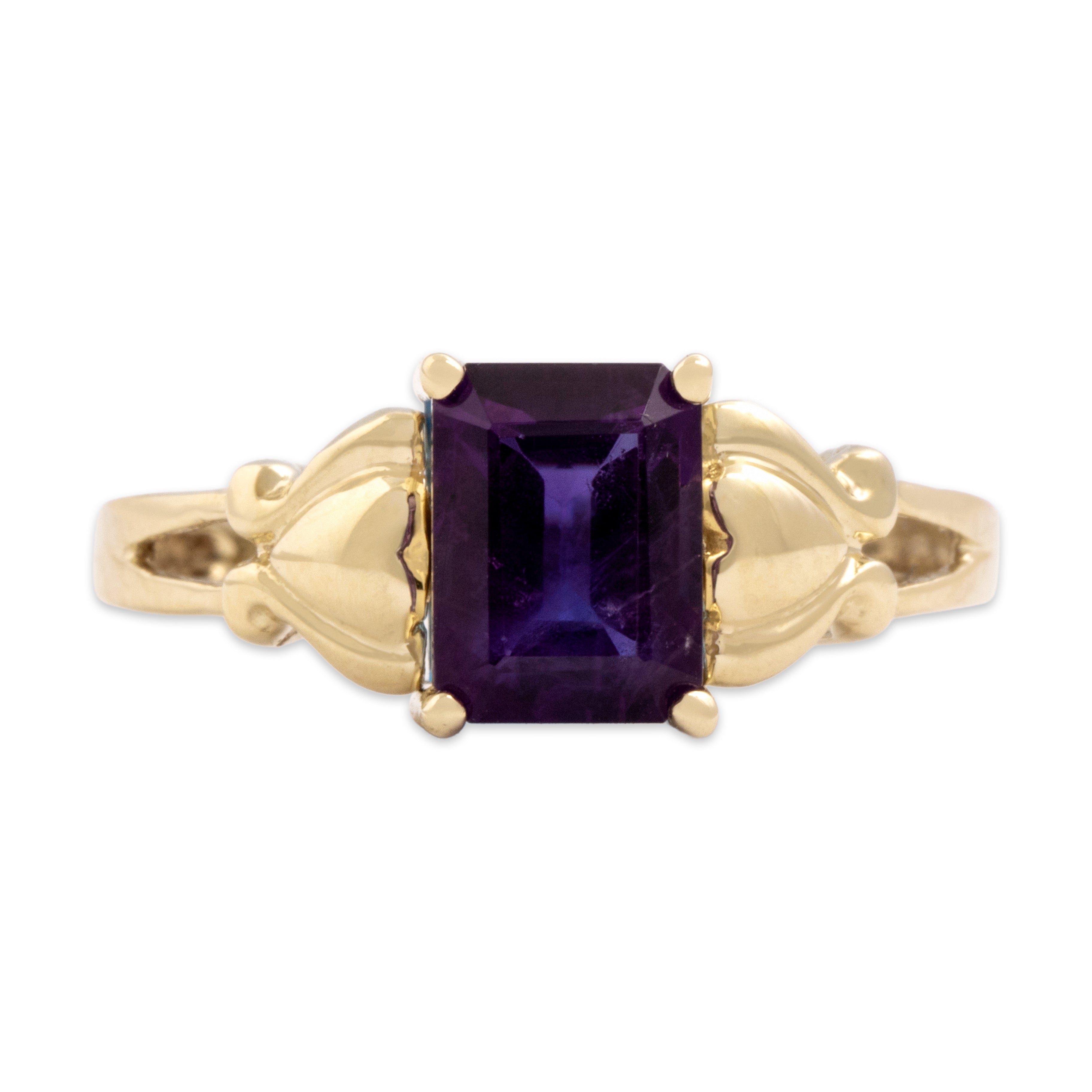 Vintage 10k Yellow Gold 1.73ct Blue Topaz 1.29ct Amethyst Playful Vibrant Flipping Ring - Close-up view
