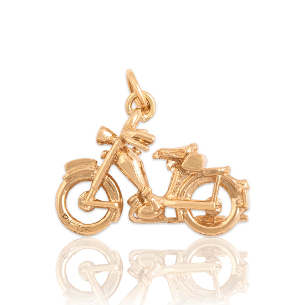 Vintage English 9k Rosy Yellow Gold Speedy Bicycle Charm / Pendant