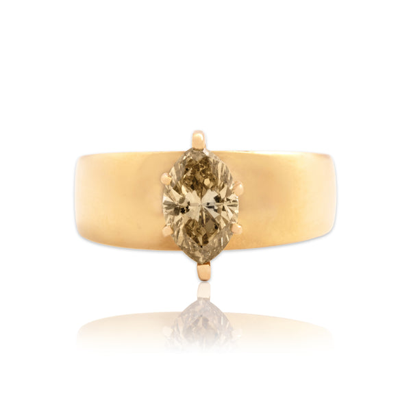 Vintage 14k Yellow Gold 1.03ct Champagne Diamond Dazzling Solitaire Ring 9.00