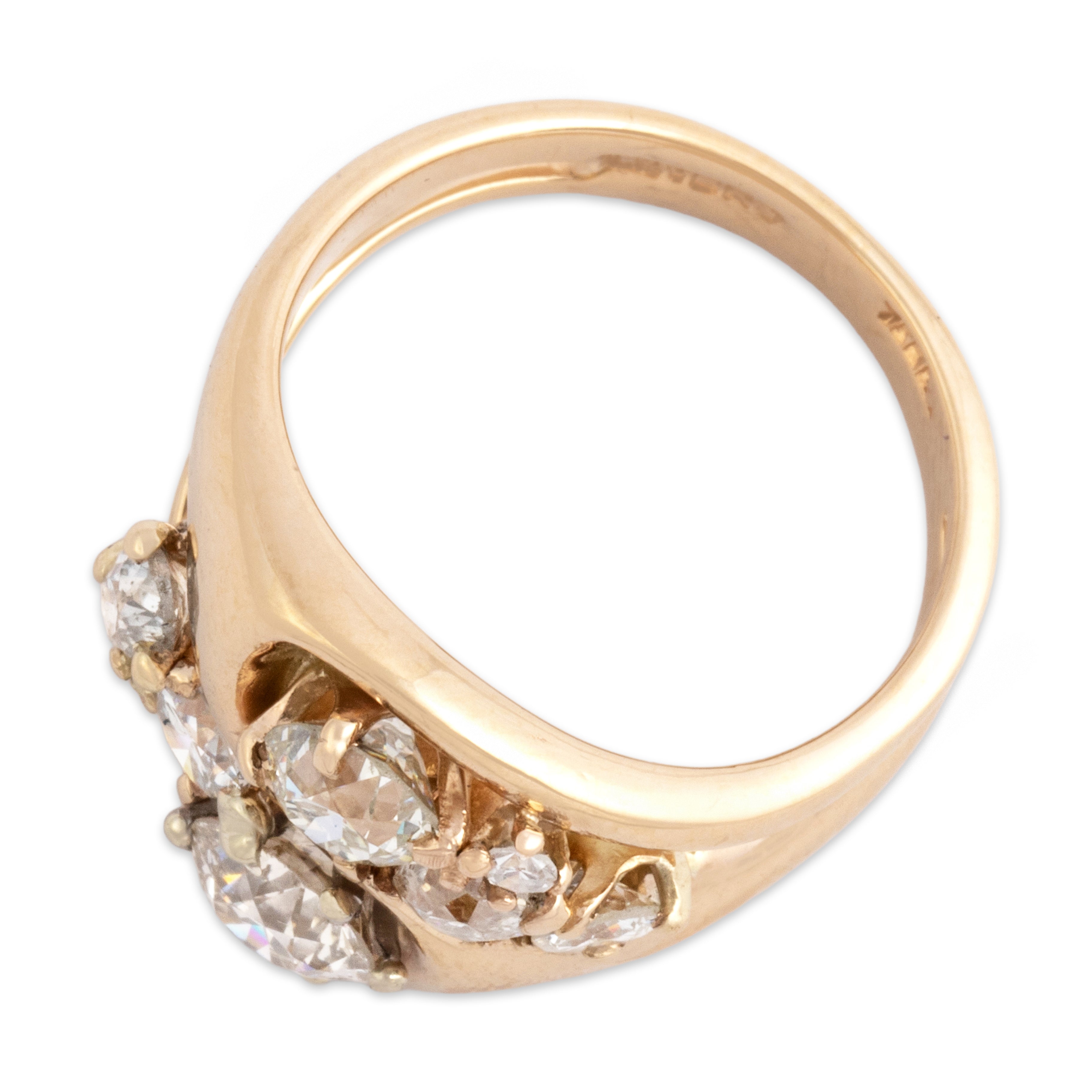Vintage 14k Yellow Gold 2.25cttw Old European & Old Mine Cut Diamond Ring 6.25