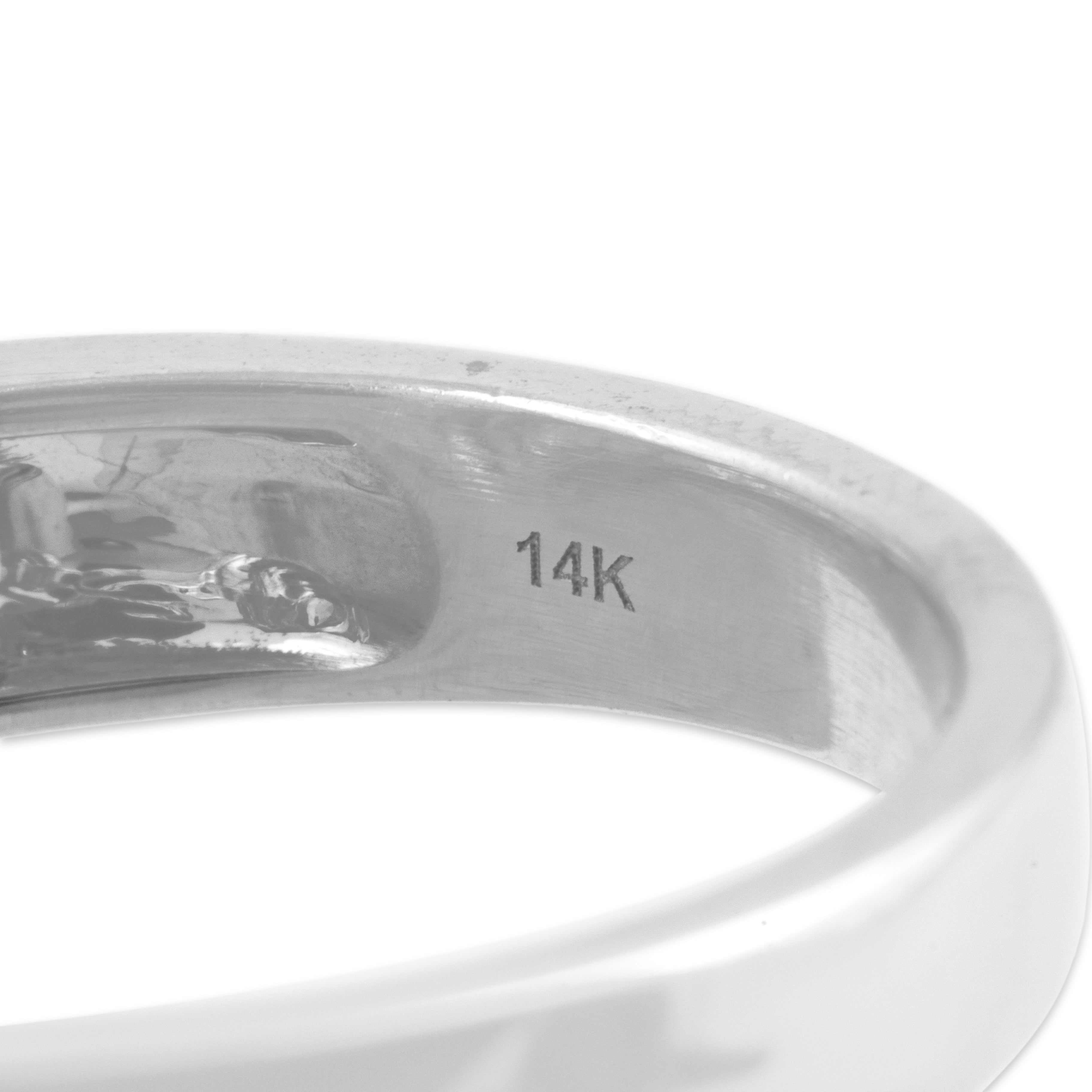 Estate 14k White Gold .82ct Morganite Diamond Open Shoulder Pear Halo Ring - Hallmark view