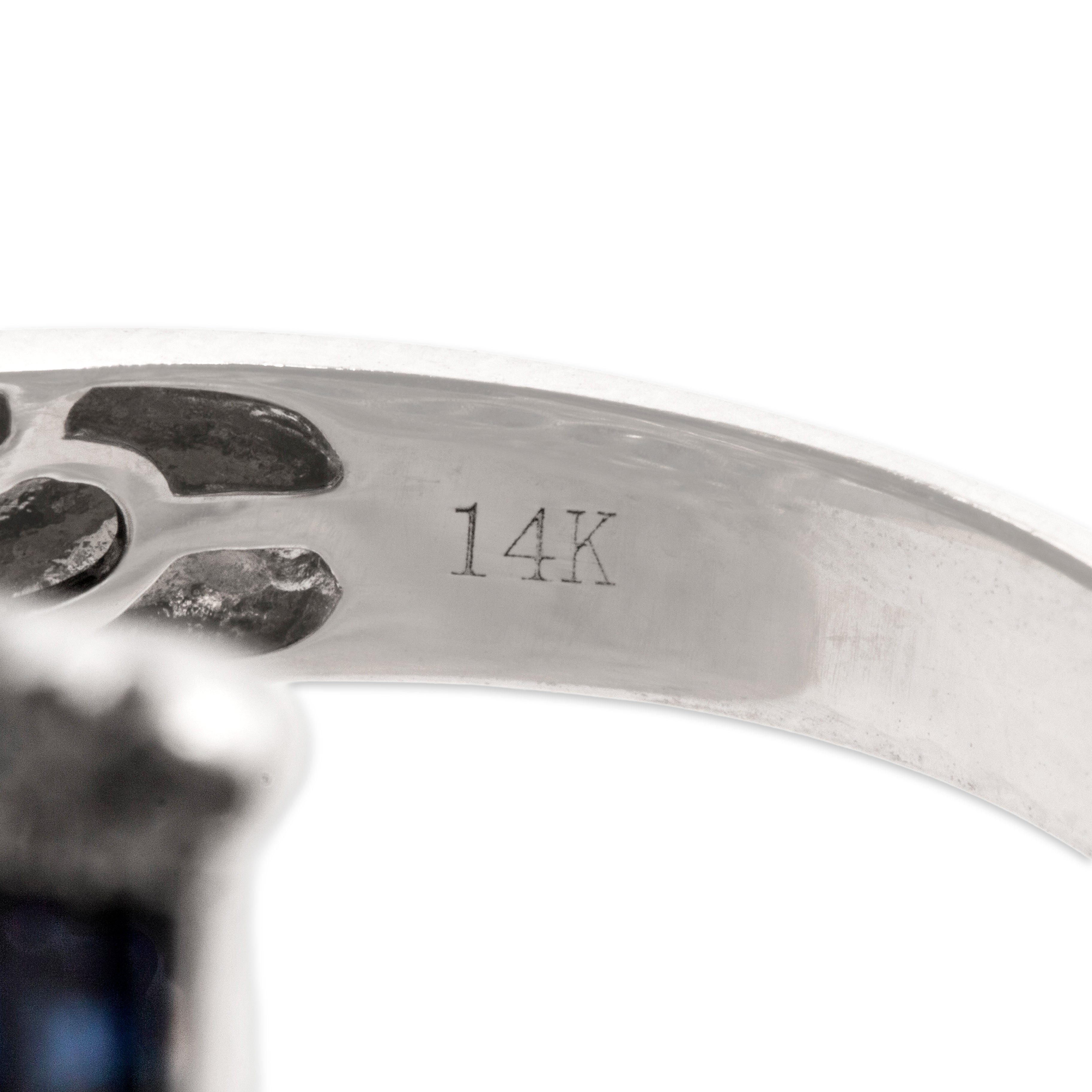 Estate 14k White Gold 1.43cttw Blue Sapphire Diamond Striking Channel Bypass Band Ring - Hallmark view