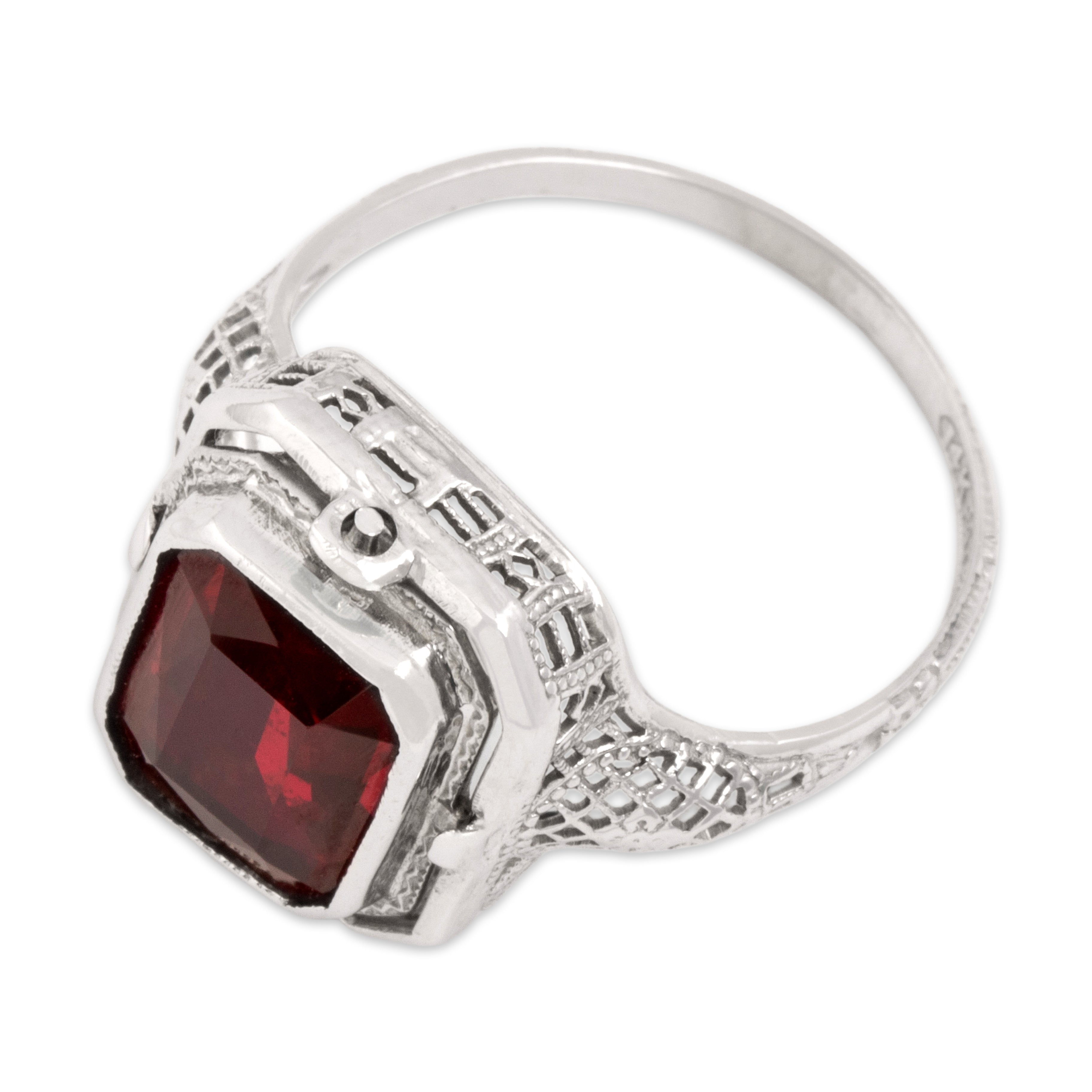 Antique Art Deco 14k White Gold Synthetic Ruby Natural Turquoise Vibrant Unique Flipping Ring - Overall view
