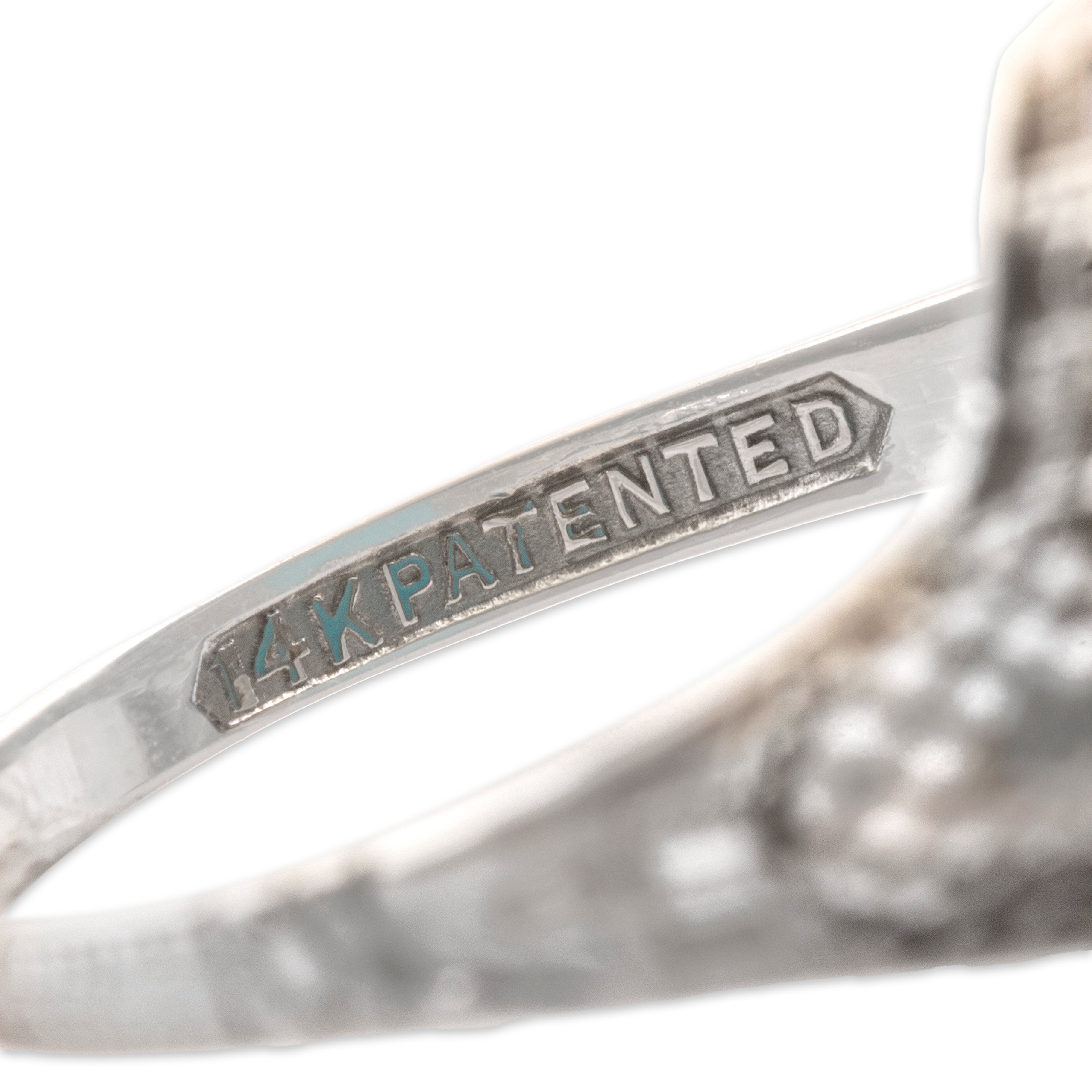 Antique Art Deco 14k White Gold Synthetic Ruby Natural Turquoise Vibrant Unique Flipping Ring - Hallmark view