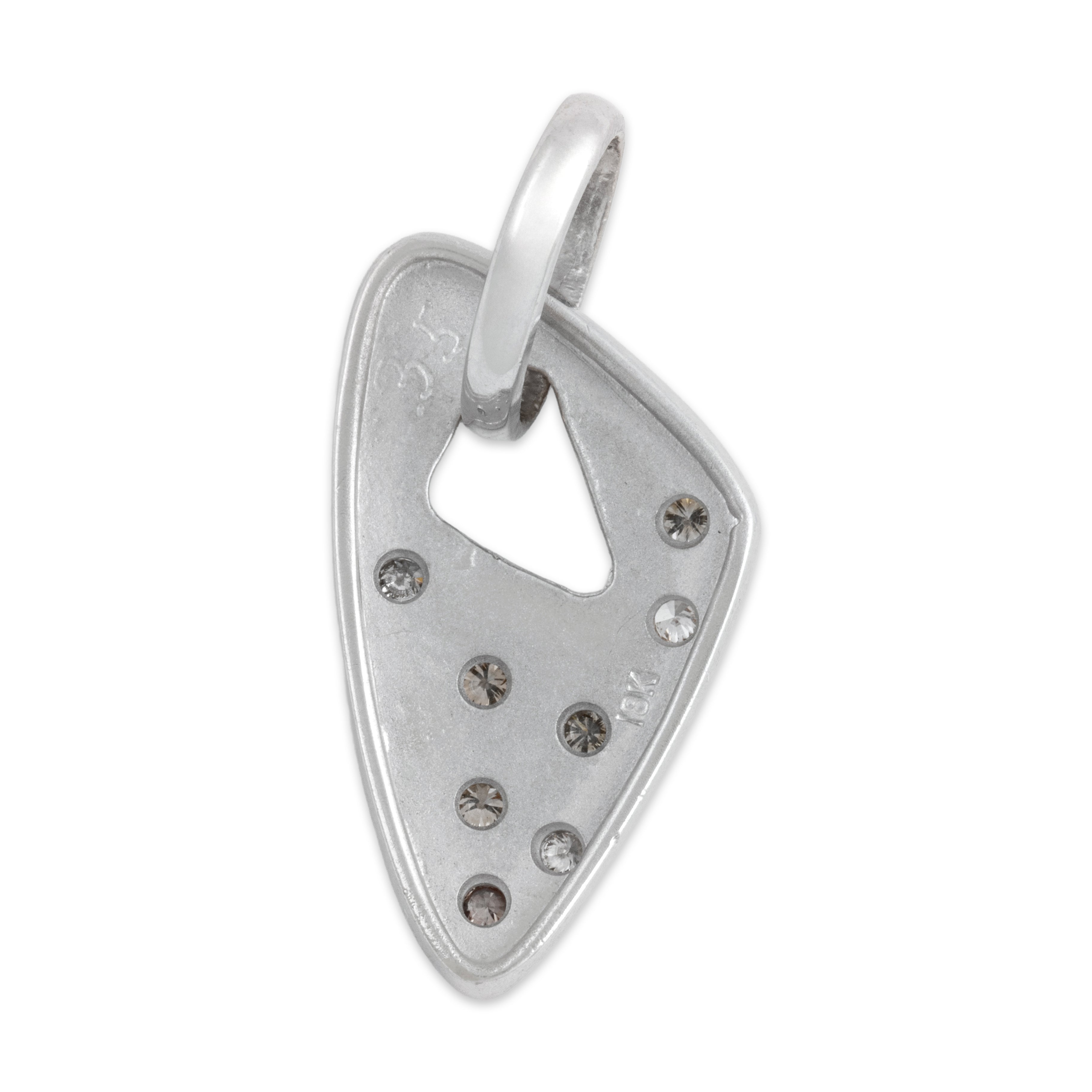 Vintage Heavy 18k White Gold [Custom Carat] Artistic Brushed Triangular Pendant - Back view