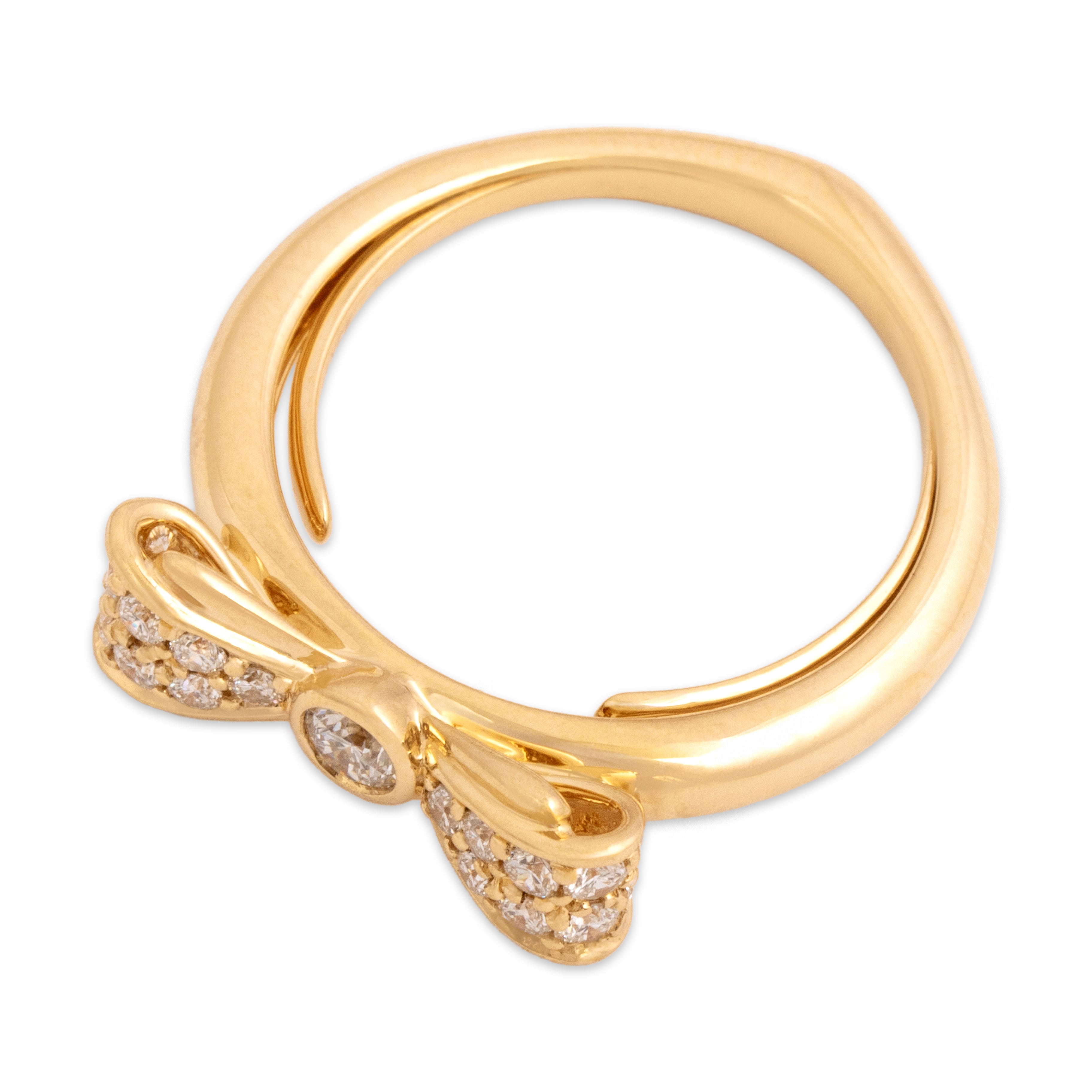 Estate Kat Florence 18k Yellow Gold [Custom Carat] Dazzling Bow Adjustable Ring - Overall view