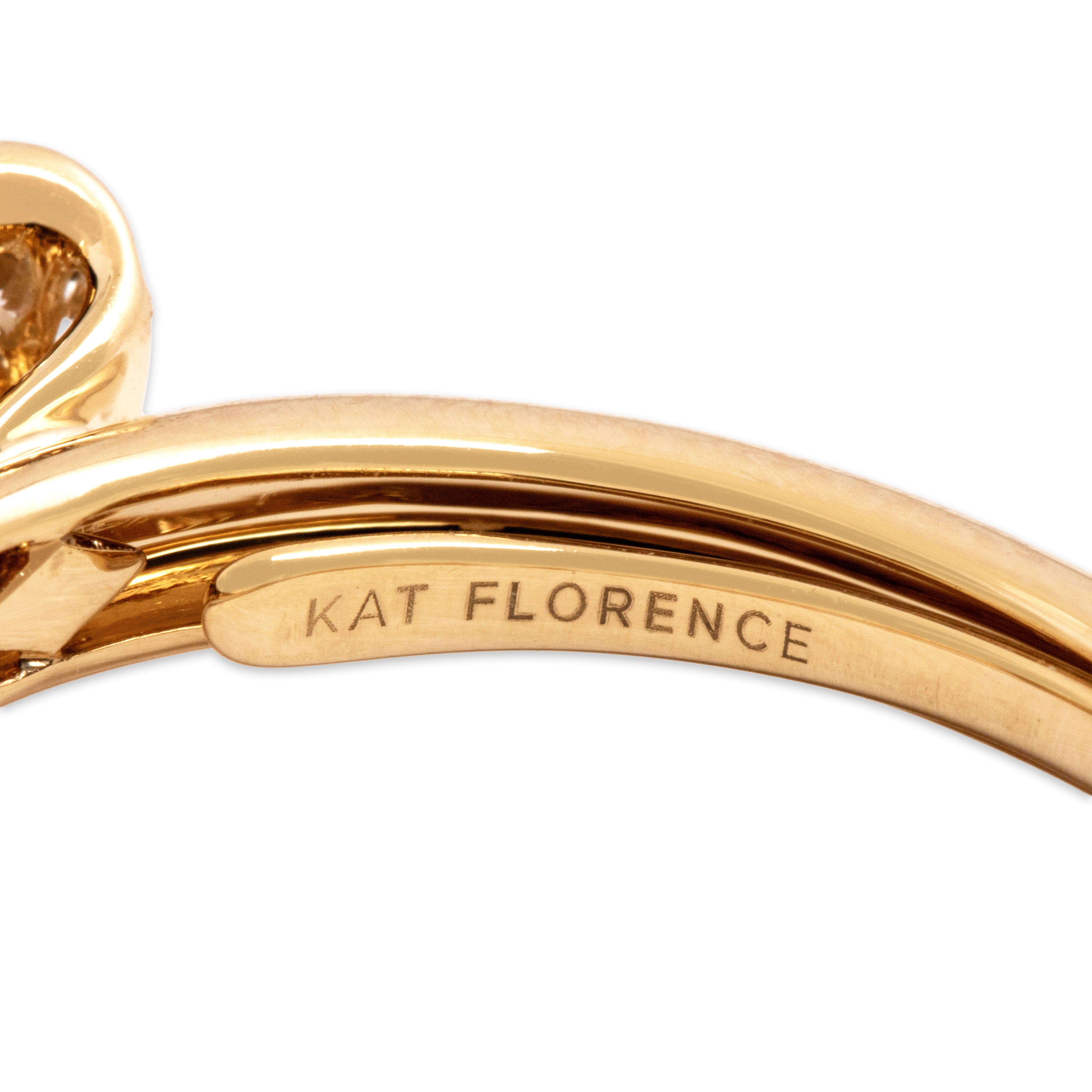Estate Kat Florence 18k Yellow Gold [Custom Carat] Dazzling Bow Adjustable Ring - Hallmark view
