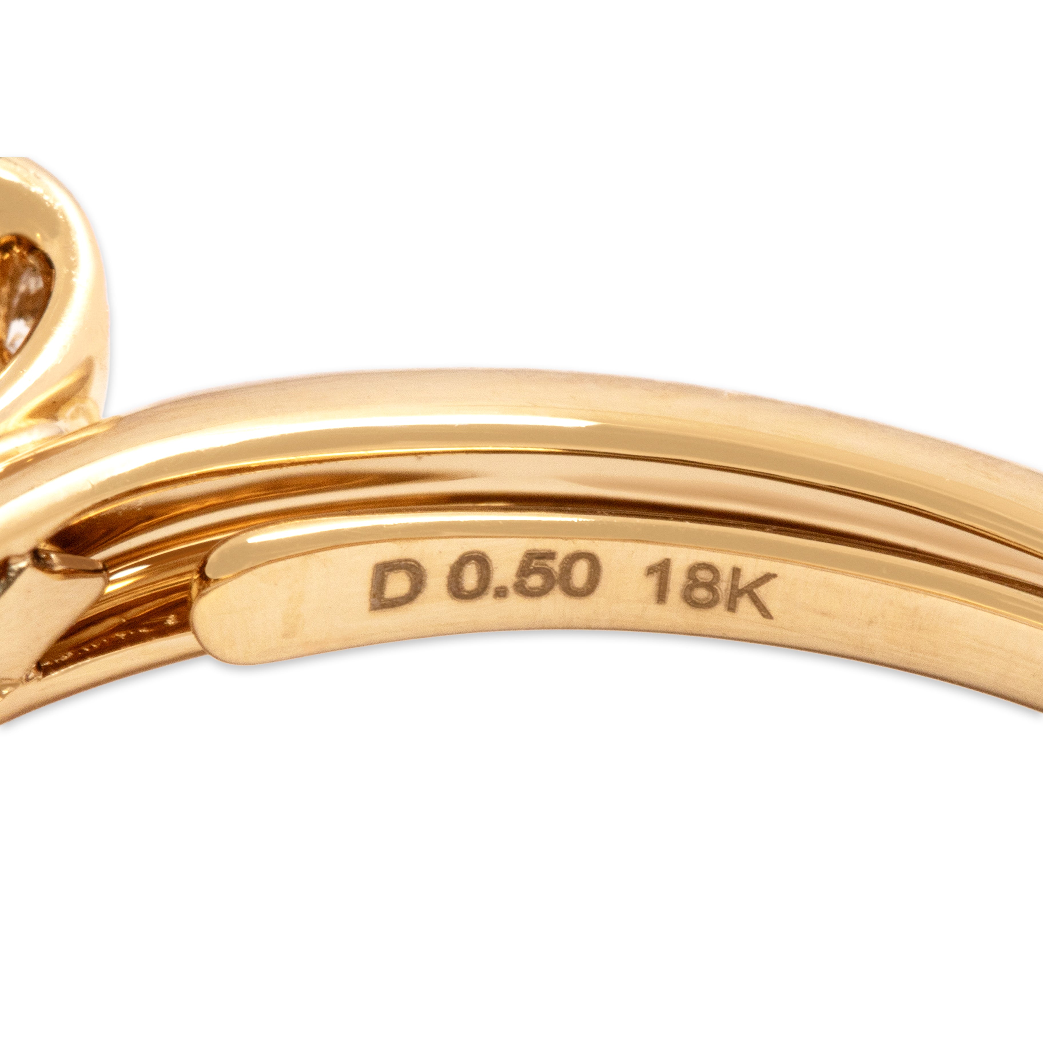 Estate Kat Florence 18k Yellow Gold [Custom Carat] Dazzling Bow Adjustable Ring - Hallmark view