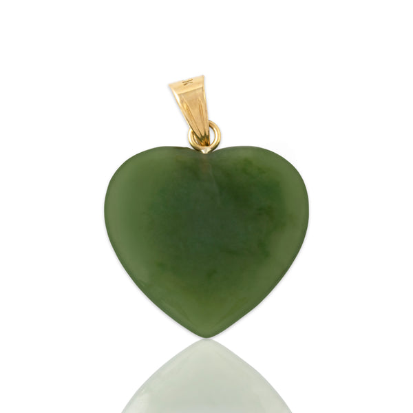 Vintage 14k Yellow Gold Jade Lovely Heart Pendant