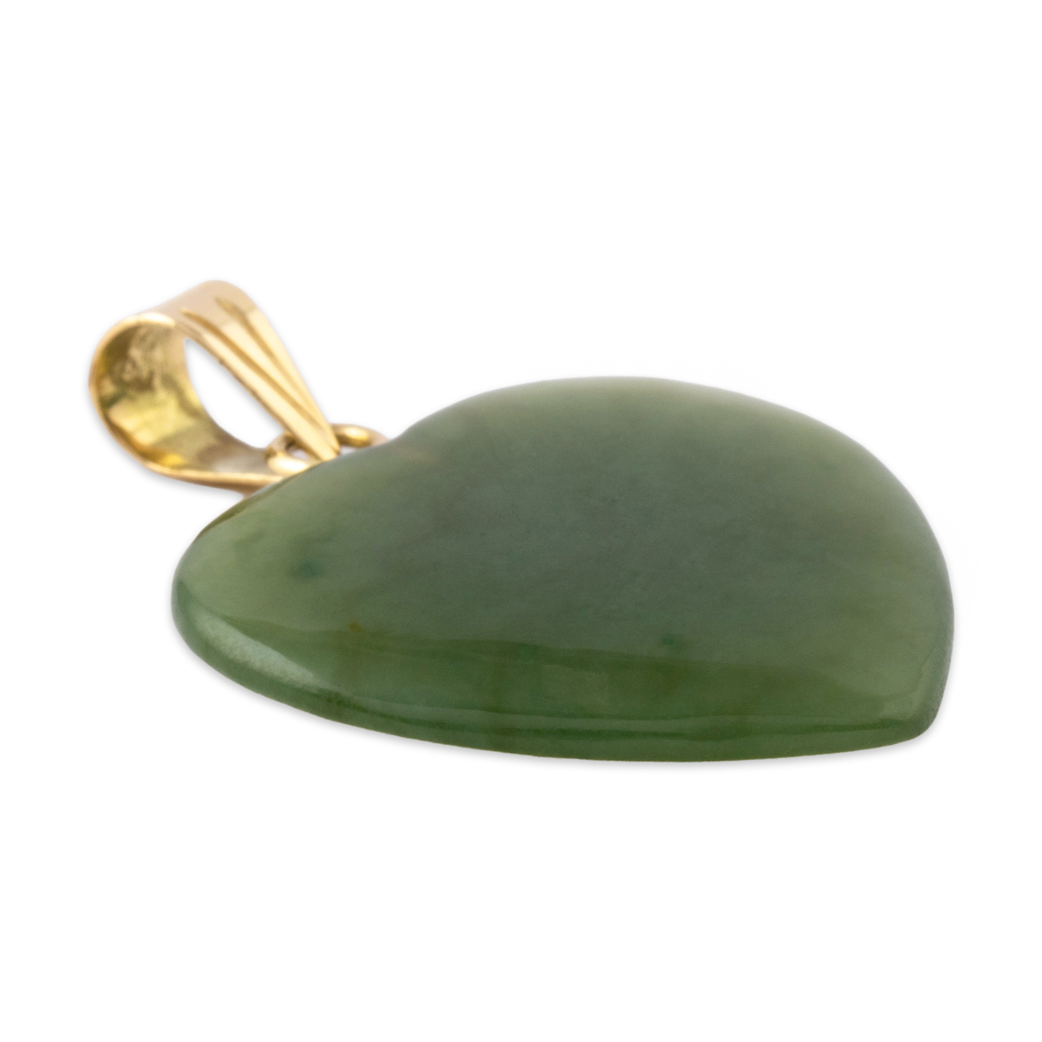 Vintage 14k Yellow Gold Jade Lovely Heart Pendant