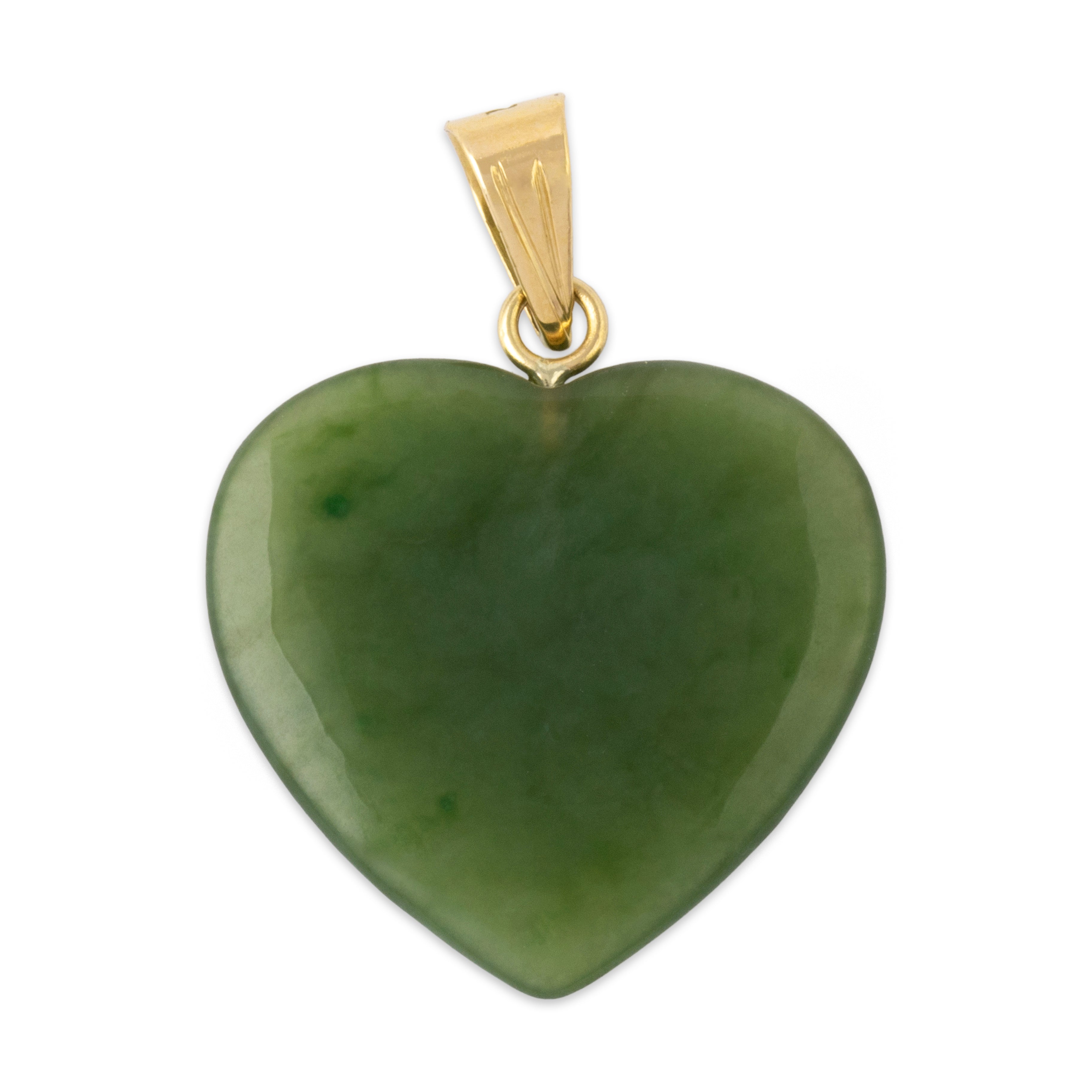 Vintage 14k Yellow Gold Jade Lovely Heart Pendant