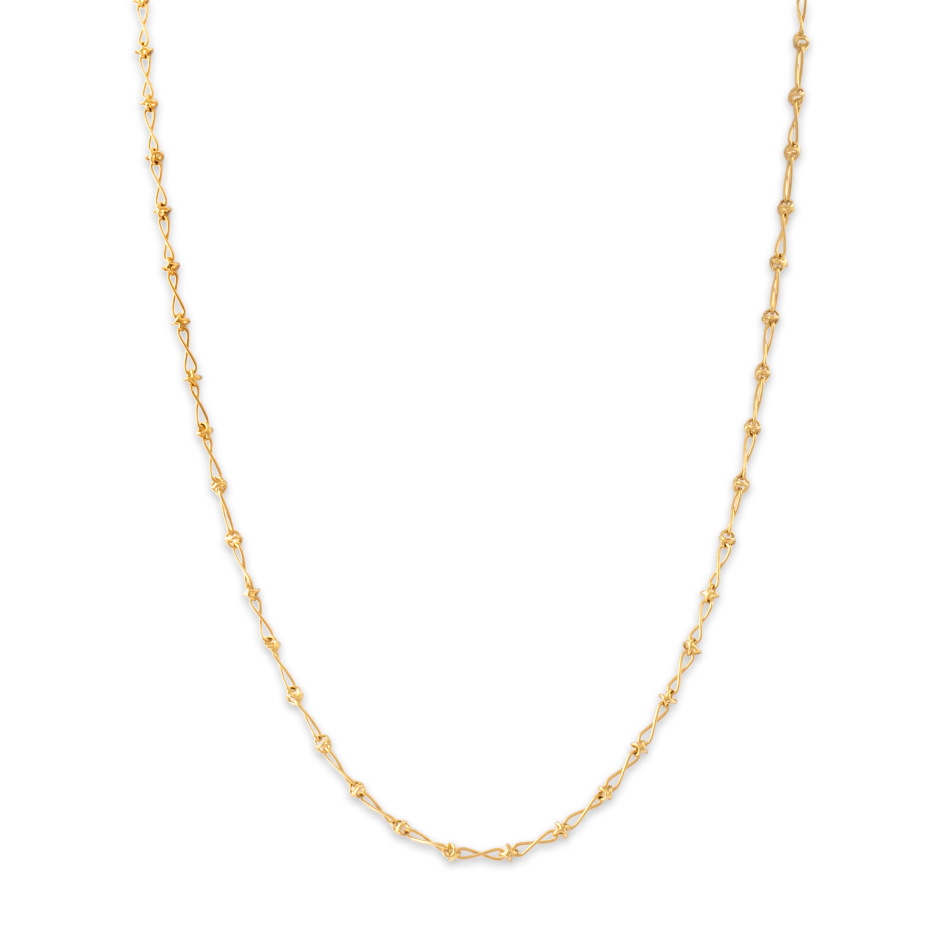 Vintage Portuguese 19k Yellow Gold 2.9mm (At X Links) Wire Link Chain - Close-up view