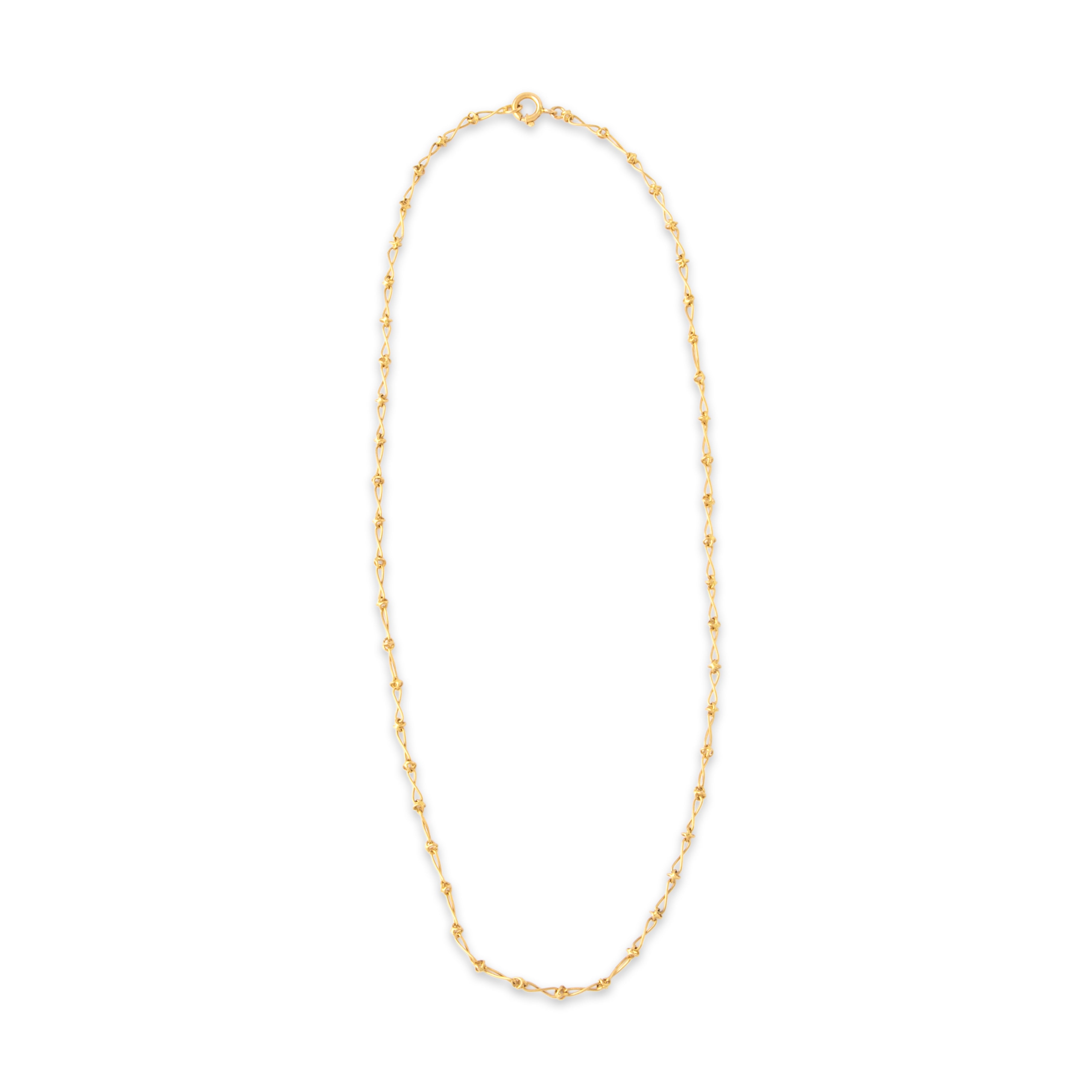 Vintage Portuguese 19k Yellow Gold 2.9mm (At X Links) Wire Link Chain - Overall view
