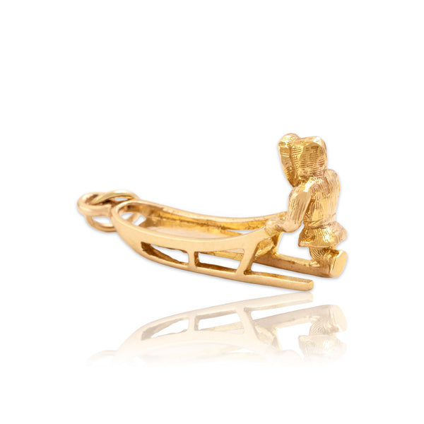 Vintage 10k Yellow Gold Inuit Sledder Charm / Pendant