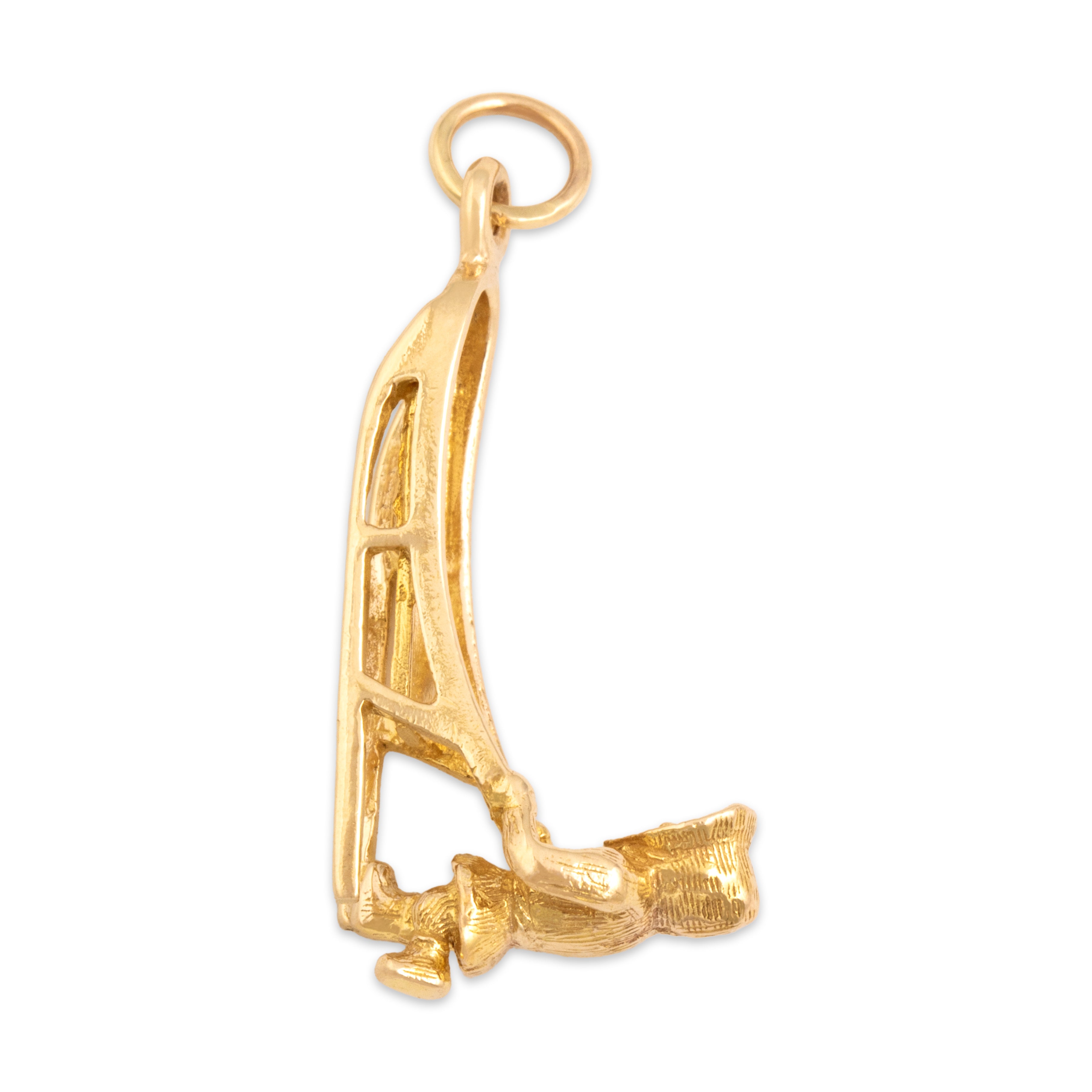 Vintage 10k Yellow Gold Inuit Sledder Charm / Pendant - Side view