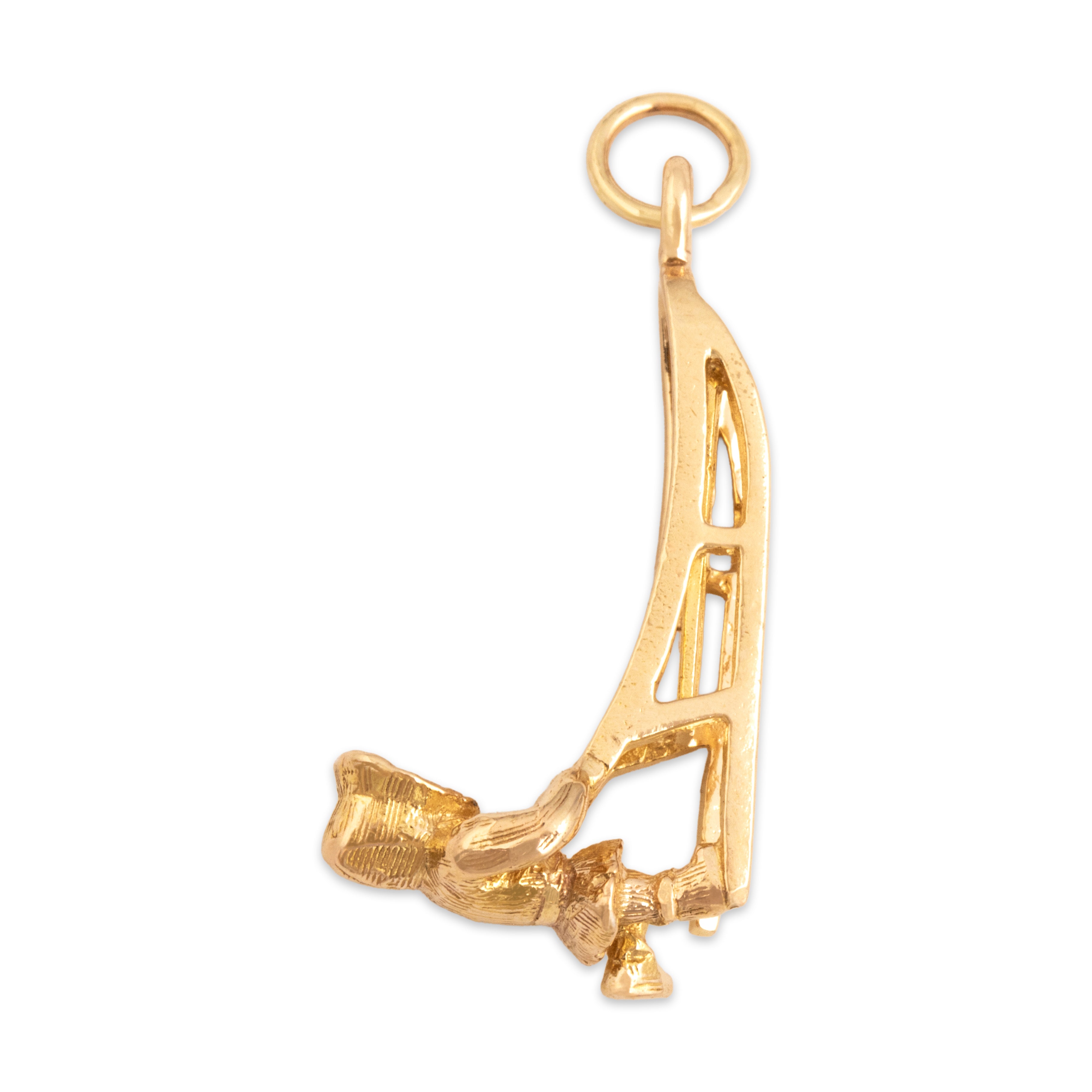 Vintage 10k Yellow Gold Inuit Sledder Charm / Pendant - Side view