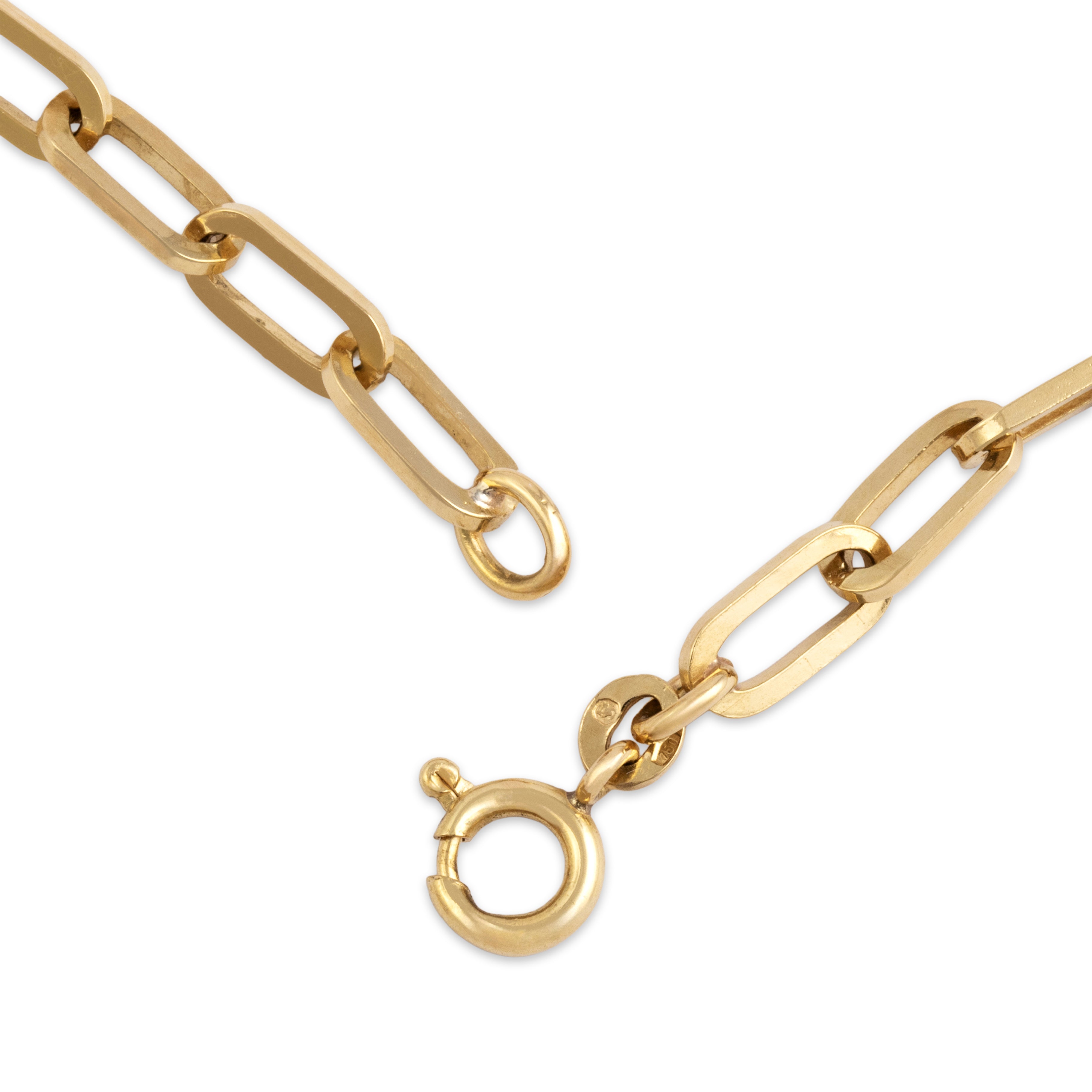 Vintage 18k Yellow Gold Chic Paperclip Link Bracelet - clasp view
