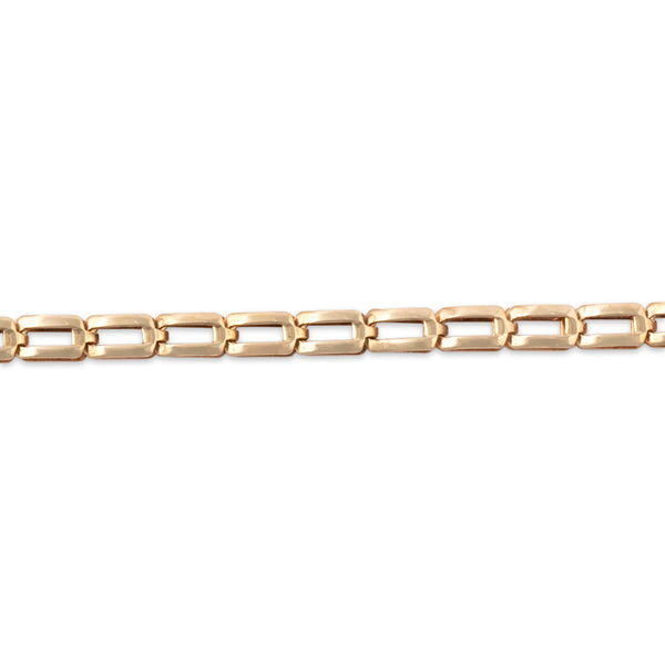 Vintage Italian 14k Yellow Gold Sleek Open Geometric Link Bracelet 7