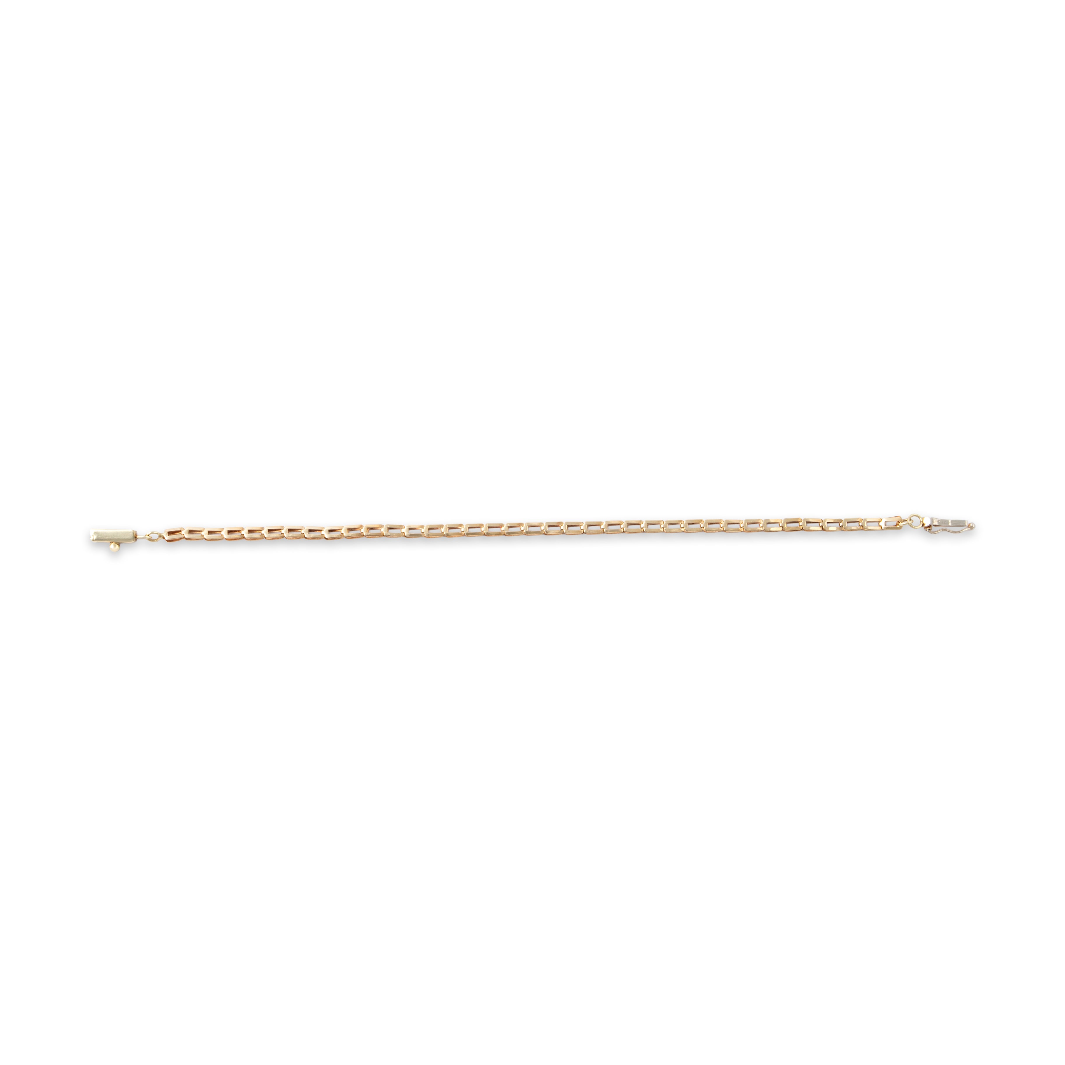 Vintage Italian 14k Yellow Gold Sleek Open Geometric Link Bracelet - Back view