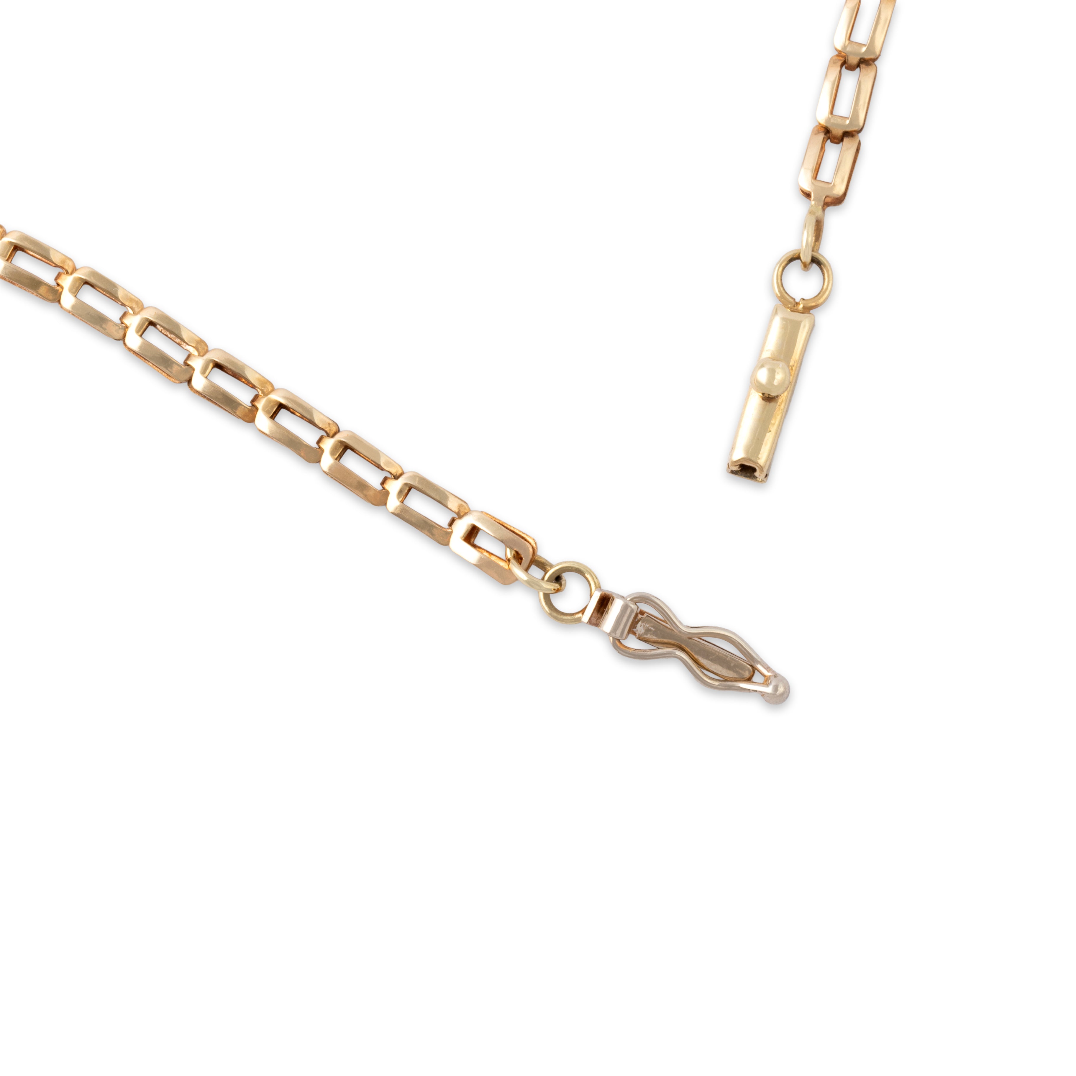 Vintage Italian 14k Yellow Gold Sleek Open Geometric Link Bracelet - clasp view