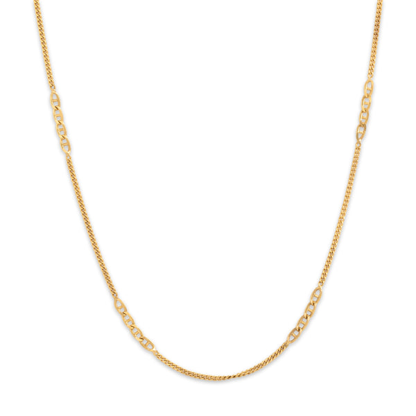 Vintage 14k Yellow Gold 1.9mm Long Curb & Mariner Link Chain 29.75