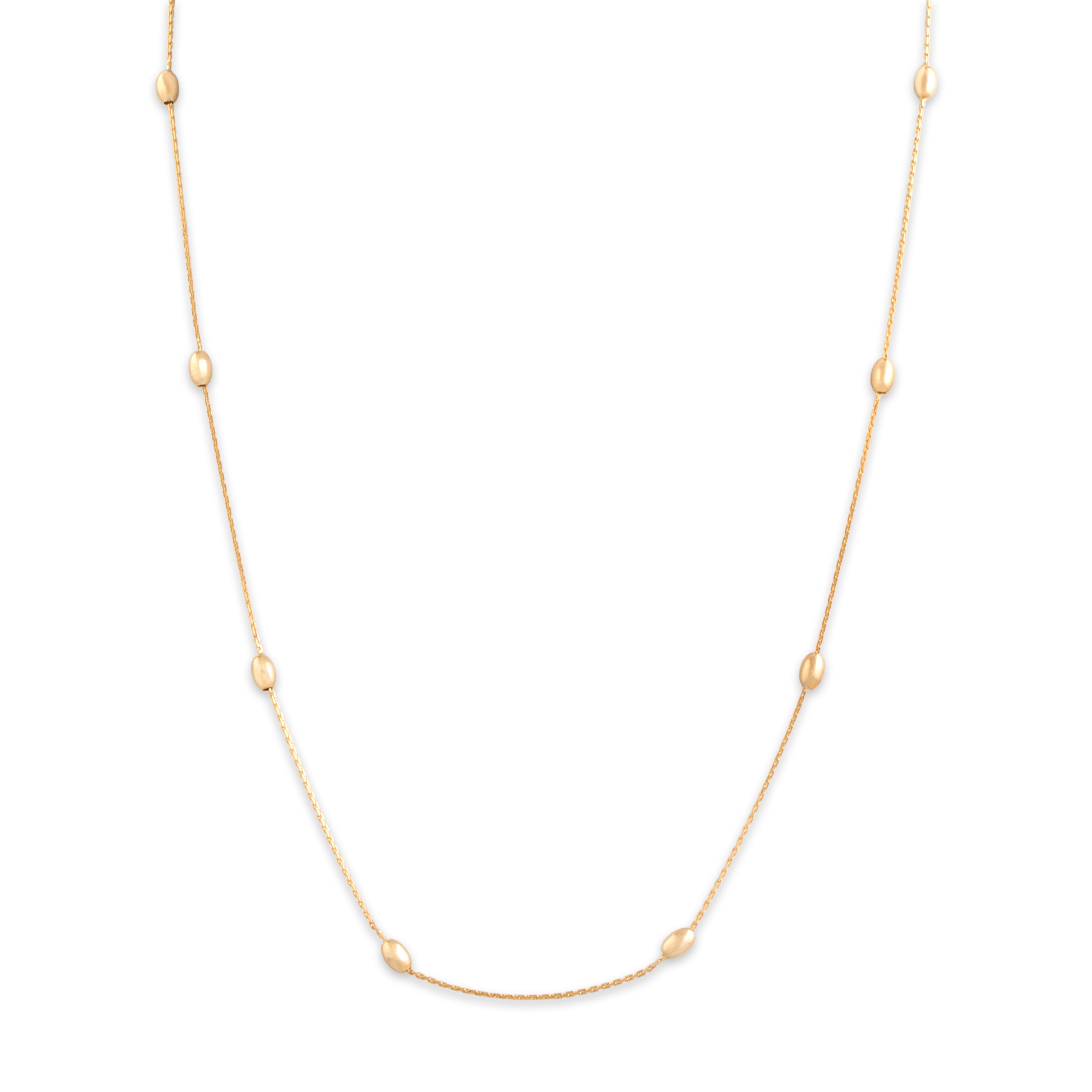 Estate Italian 14k Yellow Gold 3.1mm (At Station), .8mm (Chain) Bauble Station Chain - Close-up view