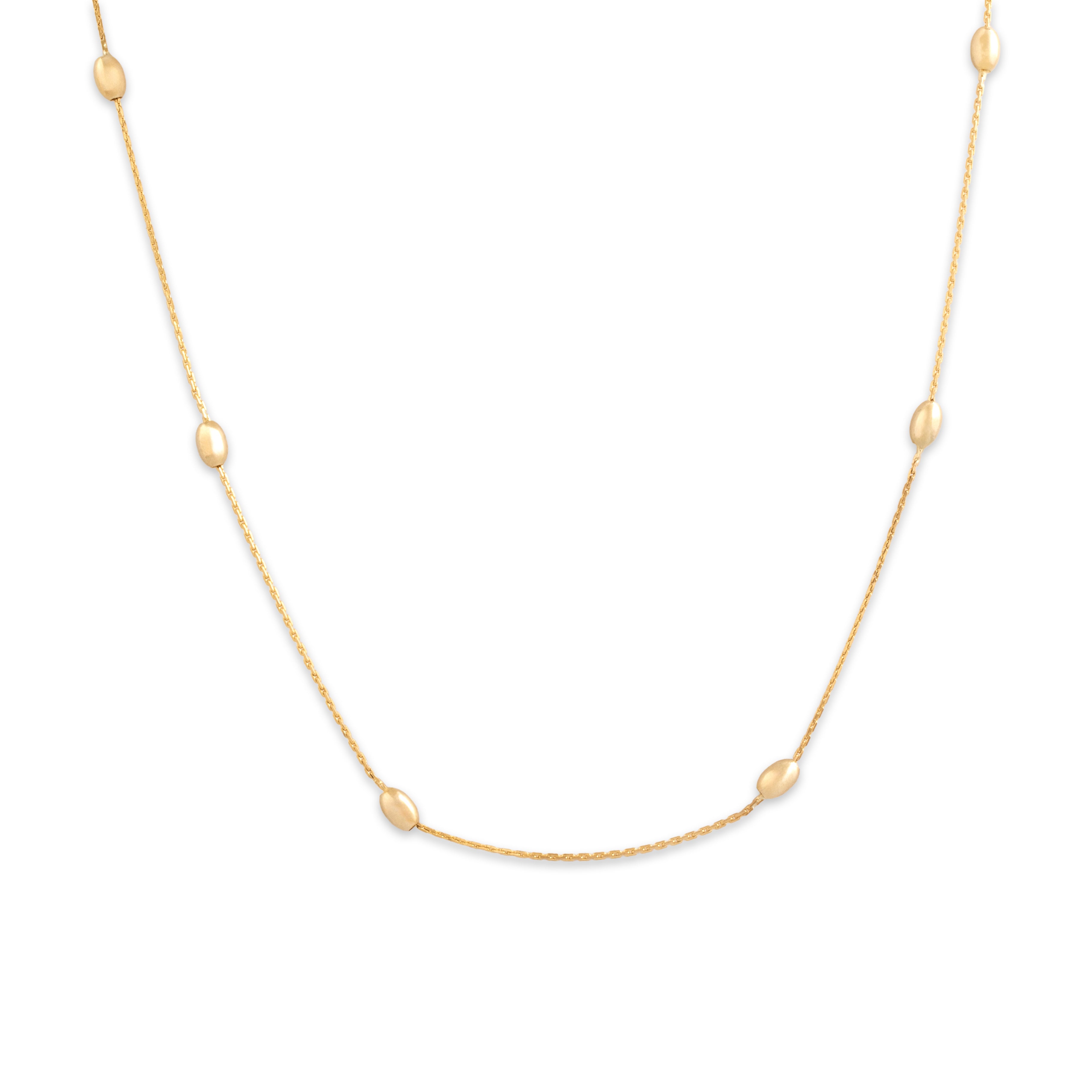 Estate Italian 14k Yellow Gold 3.1mm (At Station), .8mm (Chain) Bauble Station Chain - detail view #1