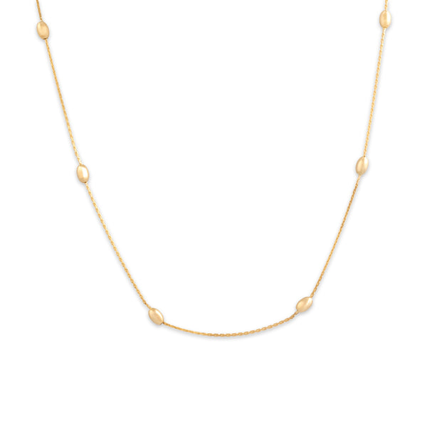 Estate Italian 14k Yellow Gold 3.1mm Bauble Station Chain 17.25