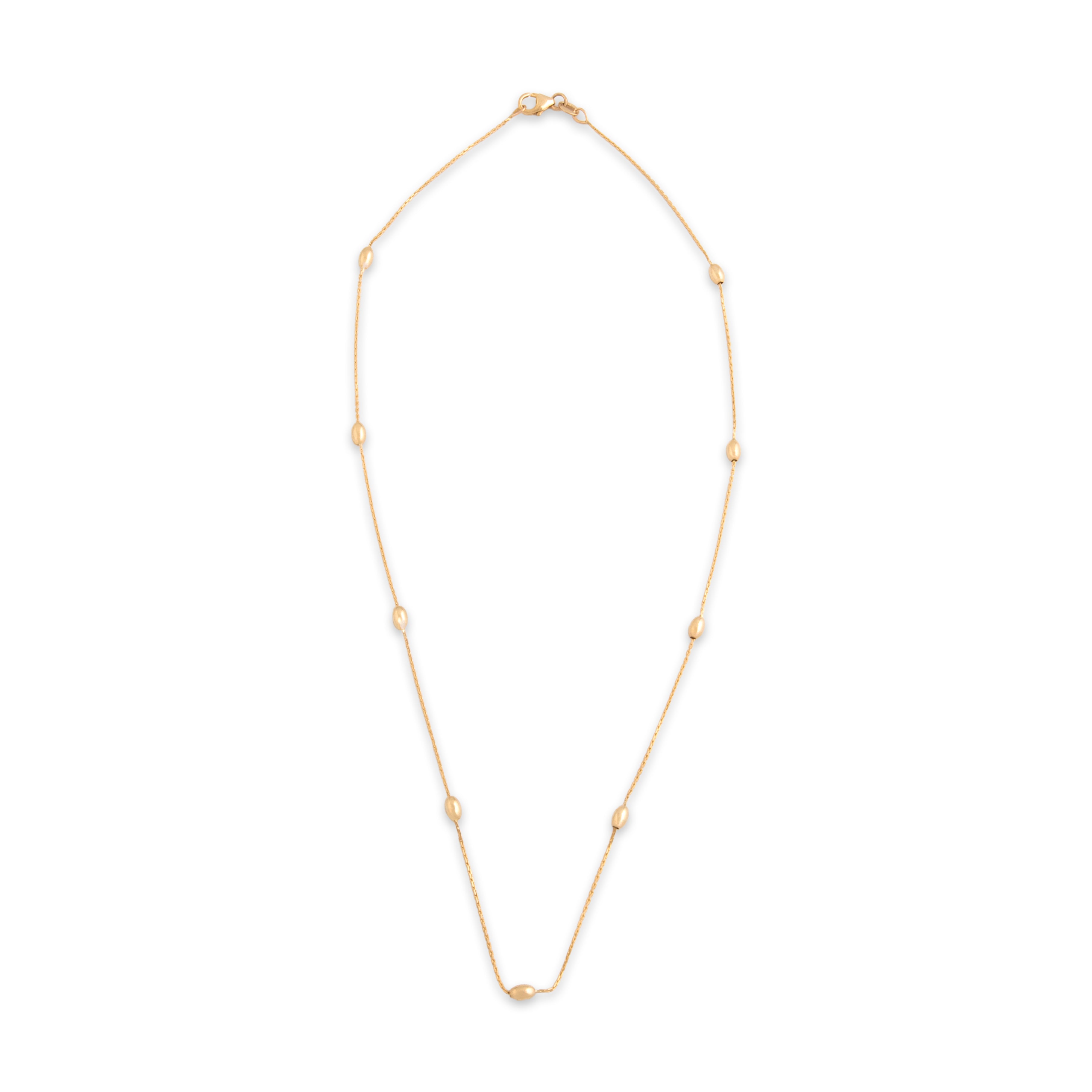Estate Italian 14k Yellow Gold 3.1mm (At Station), .8mm (Chain) Bauble Station Chain - Overall view